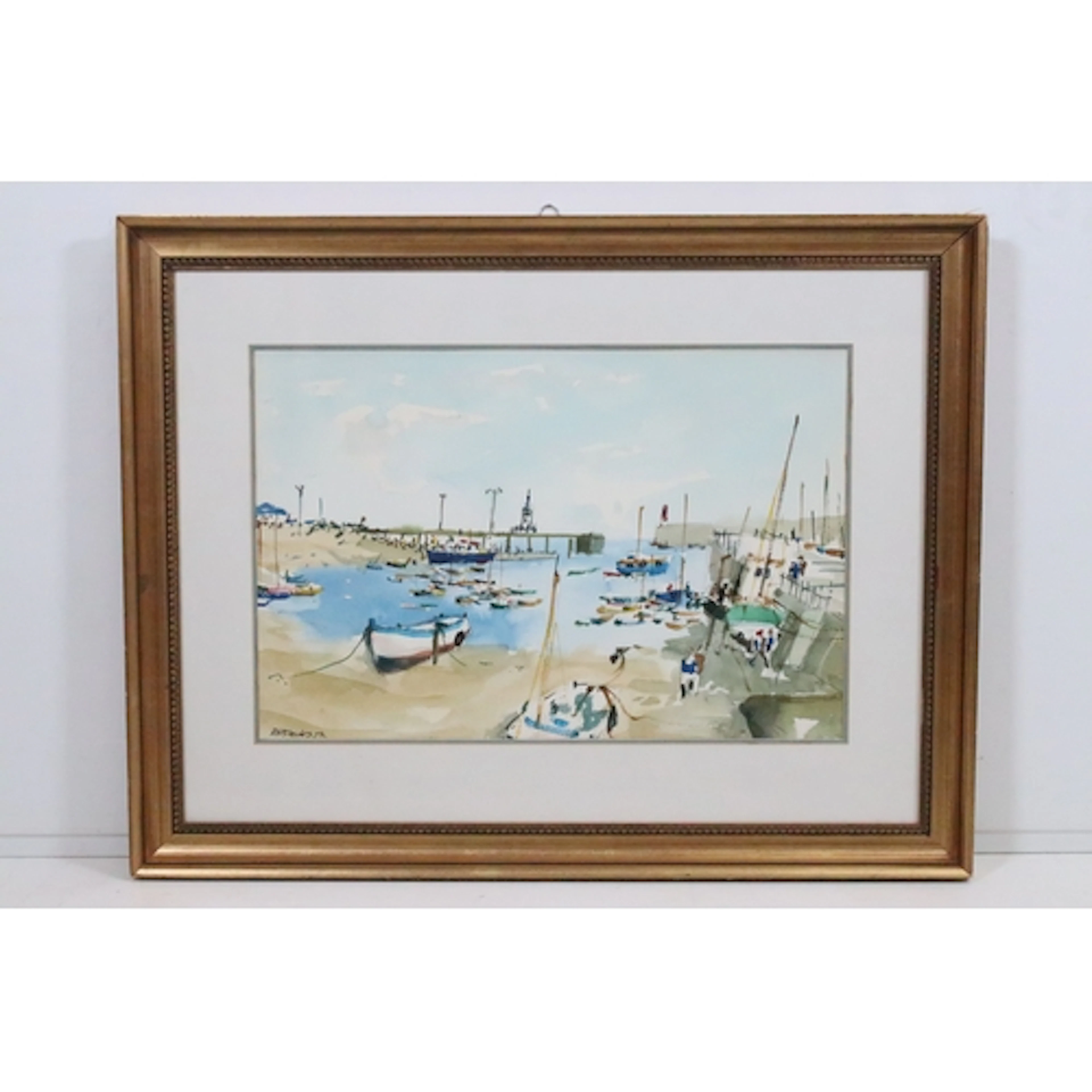 R H Davies, impressionist harbour scene with sailing boats a...