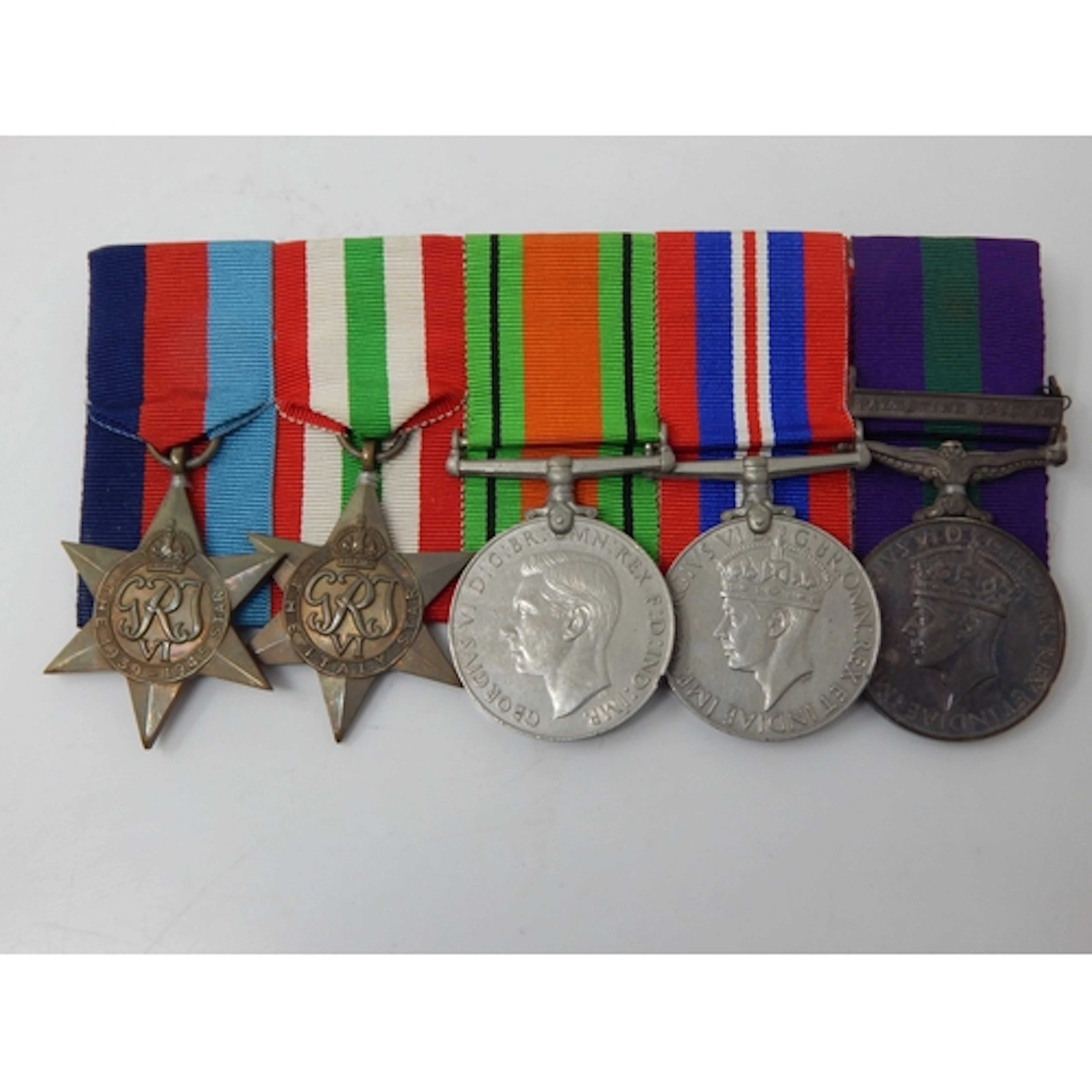 WWII Medal Group Comprising G.S.M with Palestine Clasp Award...