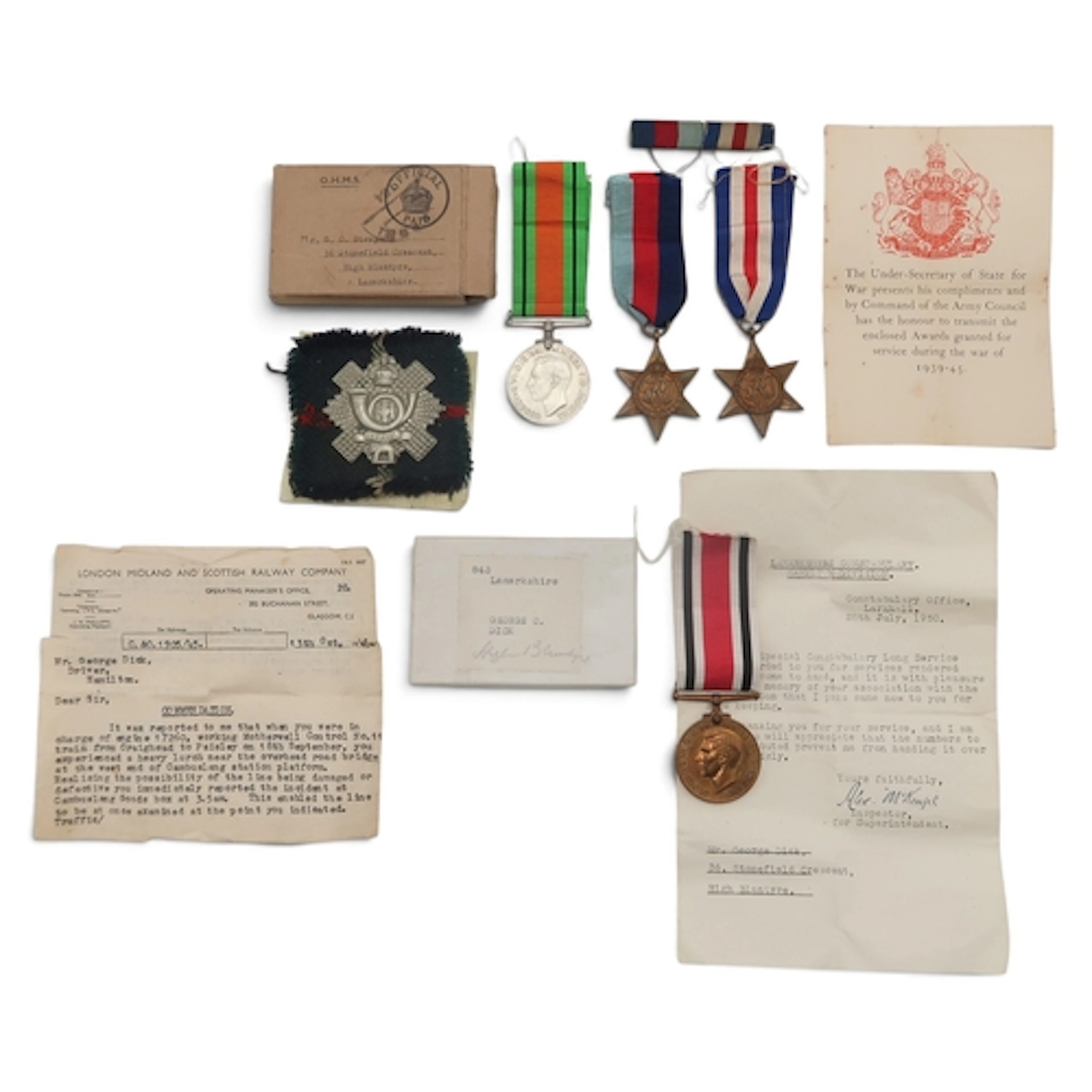 Special Constabulary Long Service and WW2 Defence Medals awa...
