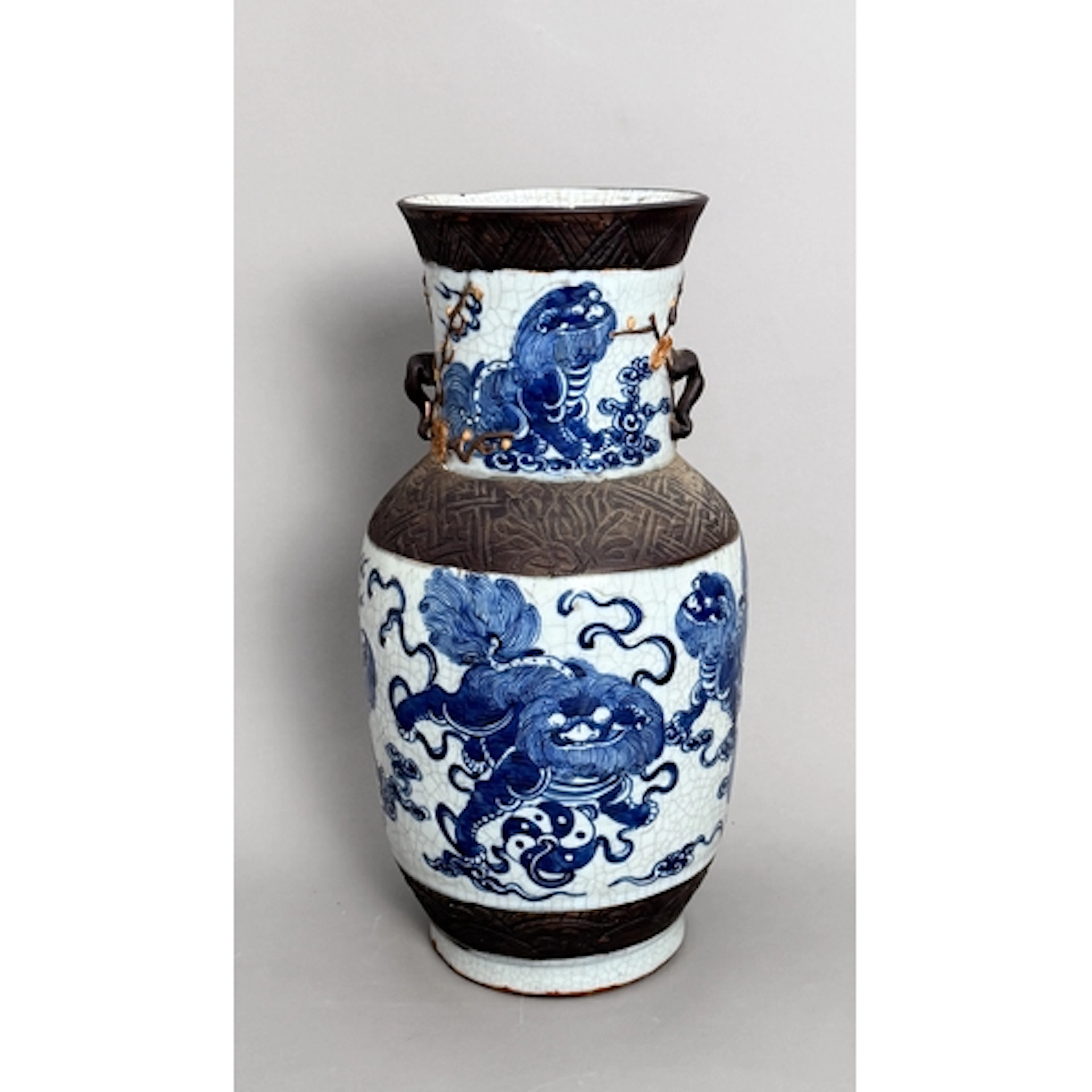 A large Nanking blue and white vase - late nineteenth to ear...