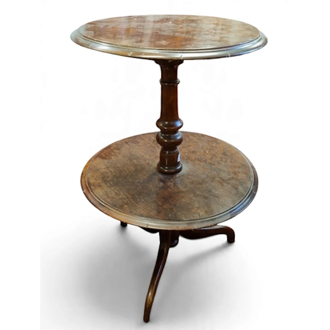 A 19th Century Mahogany two tier Dumbwaiter on tripod suppor...