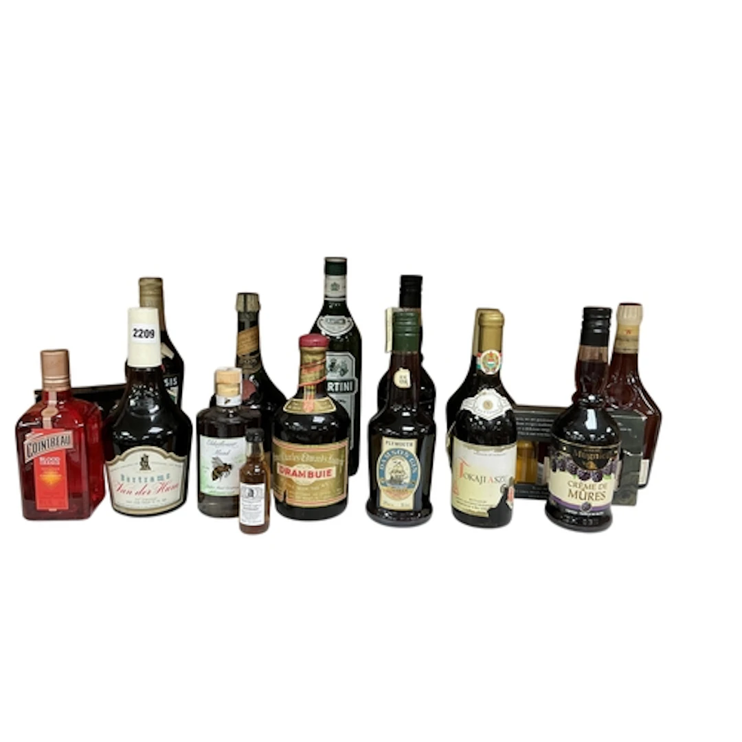 Thirteen bottles of assorted spirits and liqueurs to include...