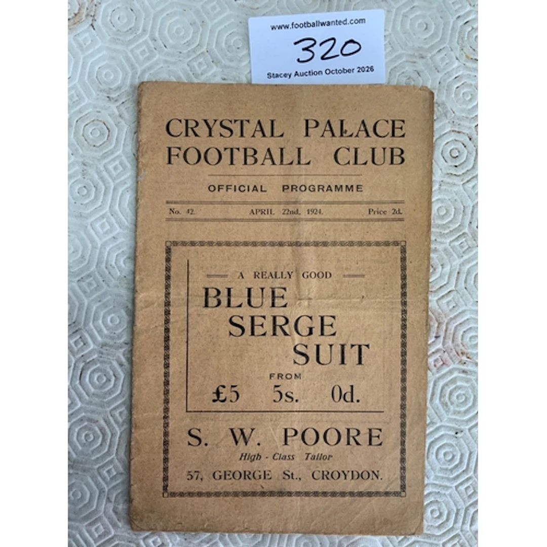 1923 - 1924 Crystal Palace v Orient Football Programme: Good...