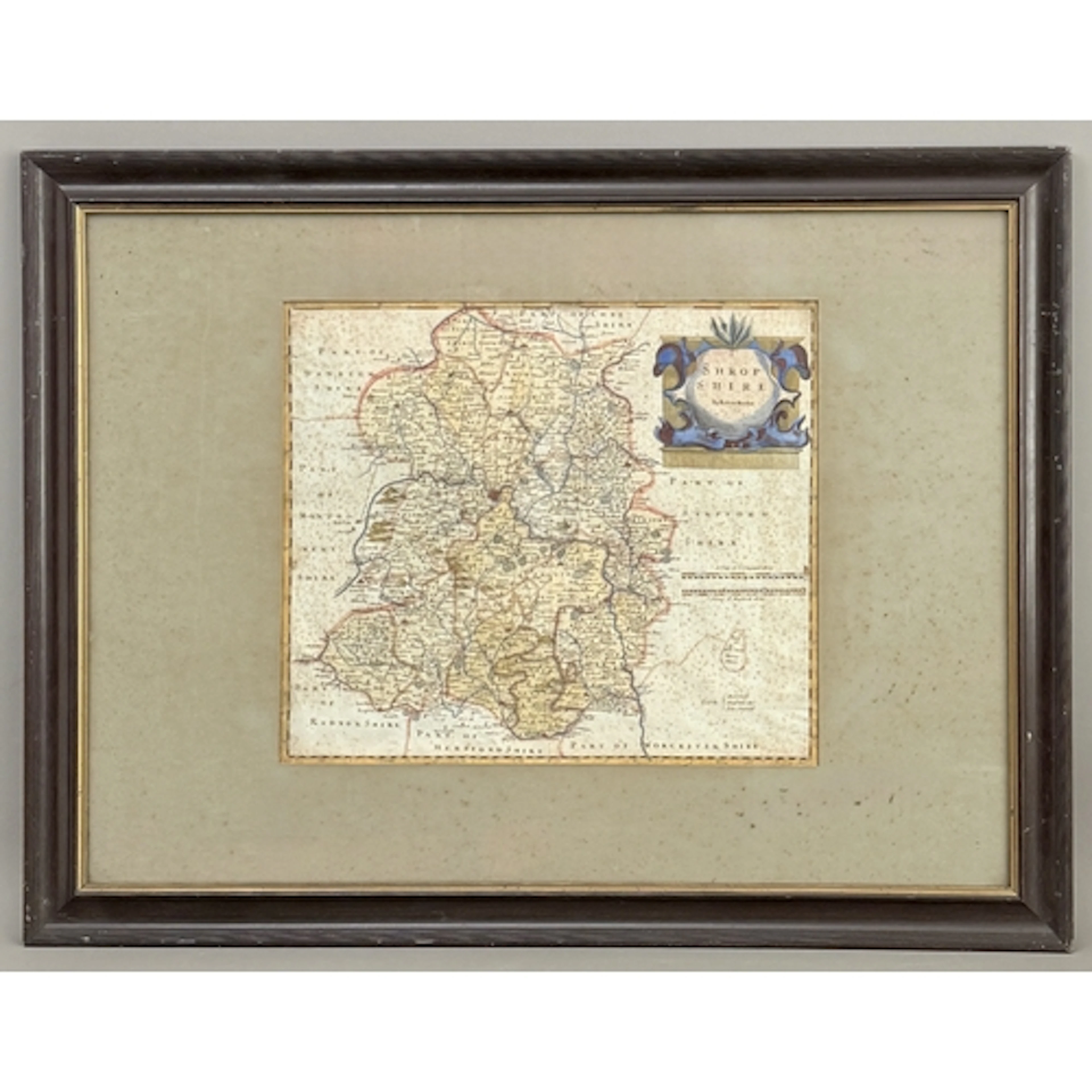 Robert Morden (British, 1650-1703): 'Shropshire' - hand colo...