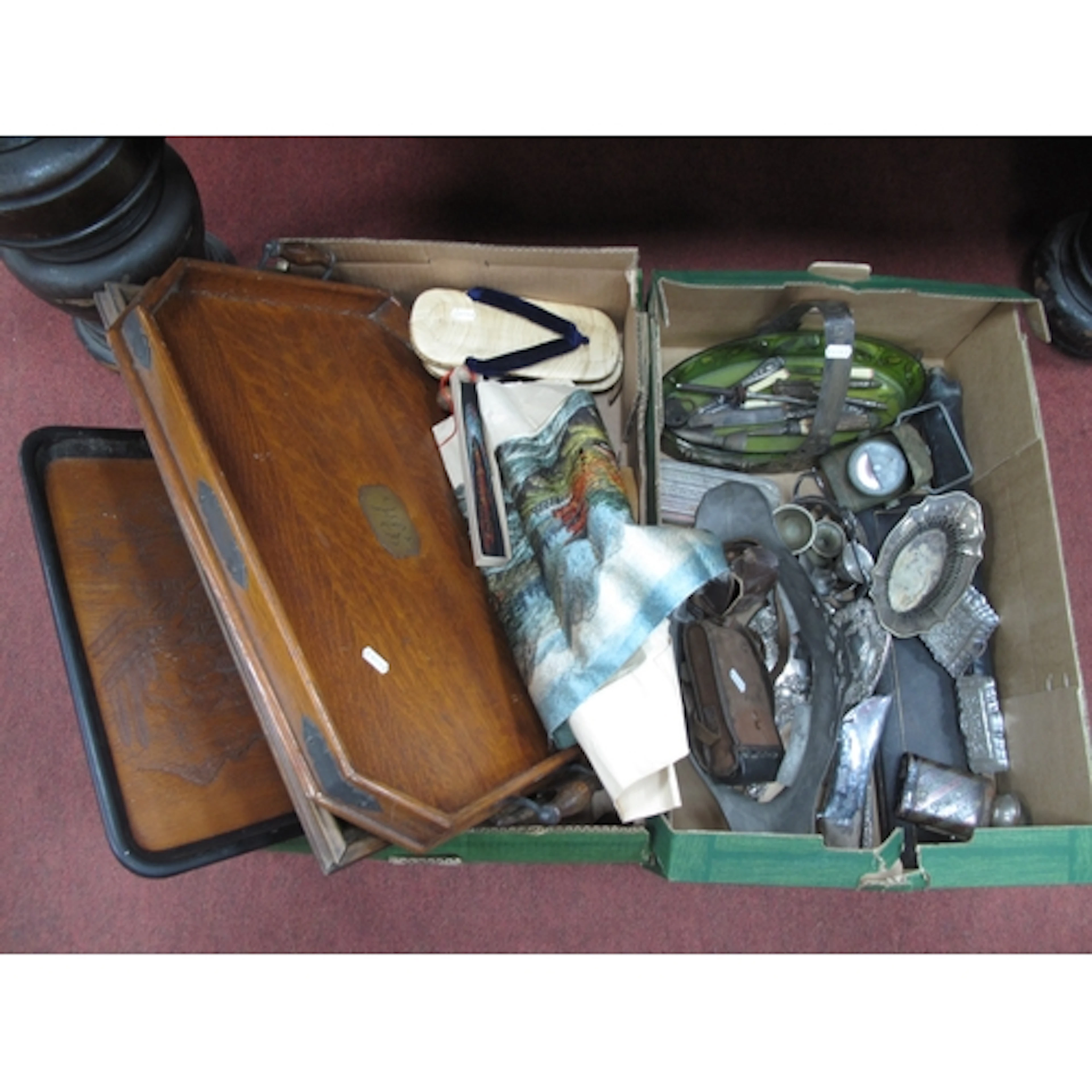 Metalware and Collectables, including large Edwardian oak se...