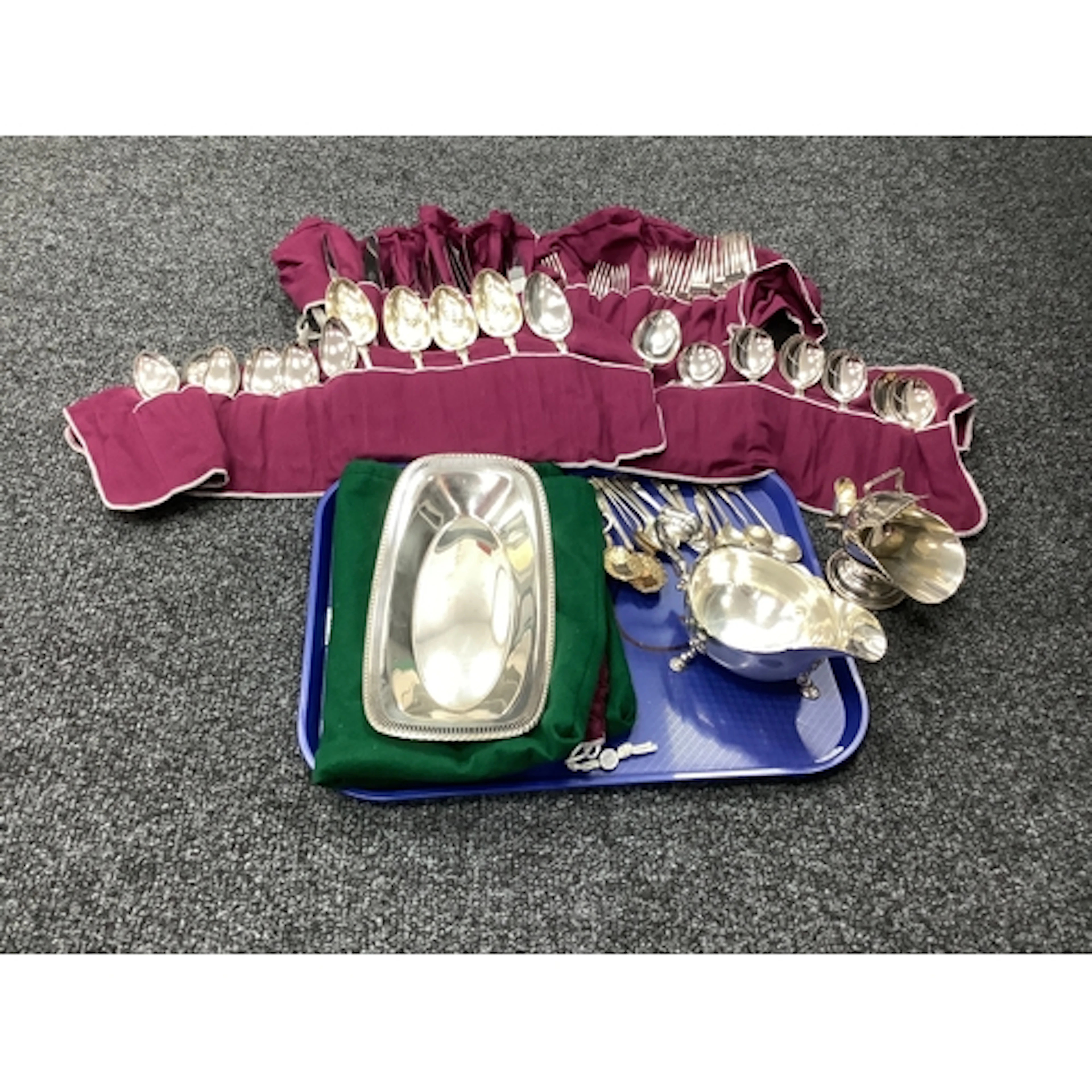 A Six Setting Plated Canteen of Kings Pattern Cutlery, doubl...