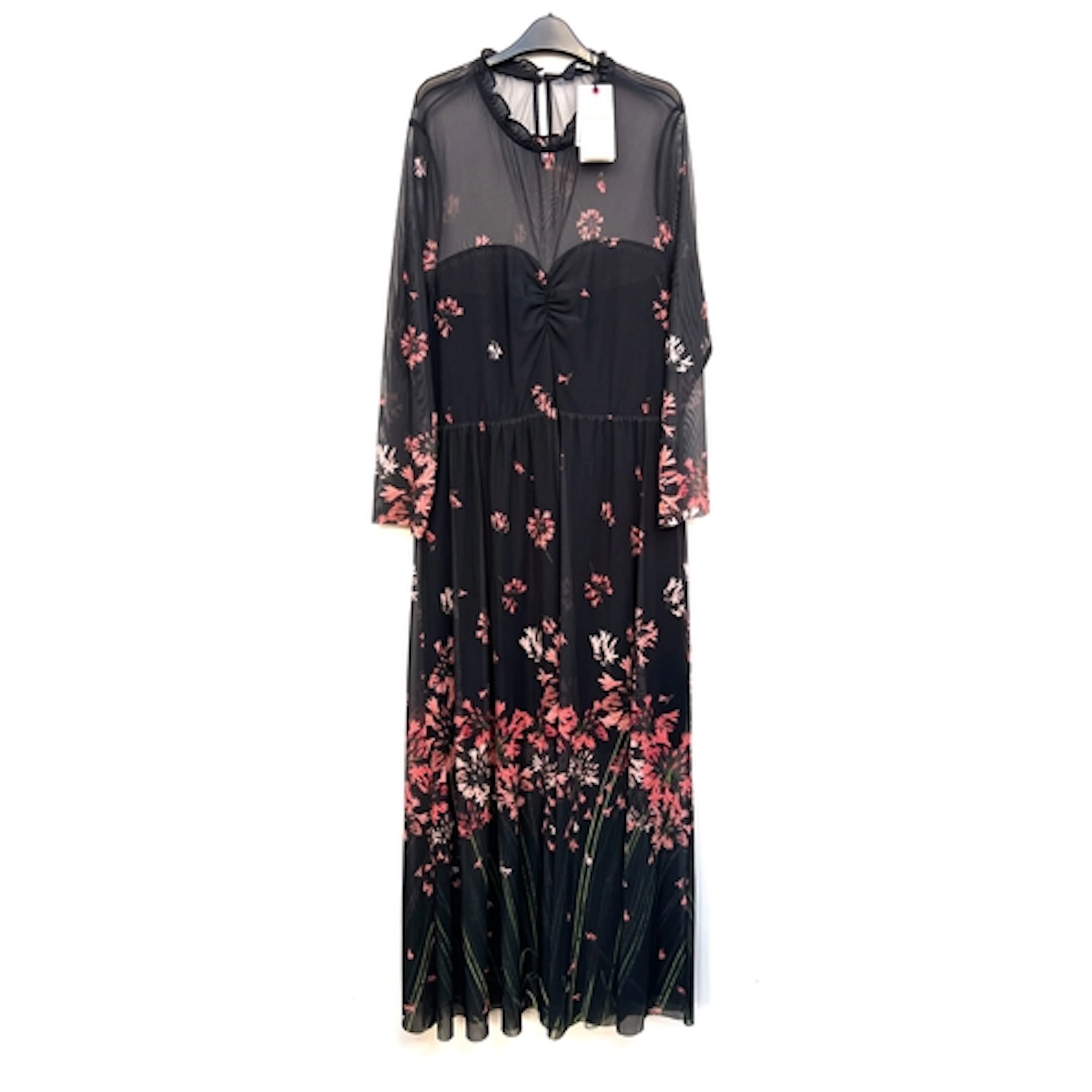 A Ted Baker black long sleeved printed mesh dress, size US 5...
