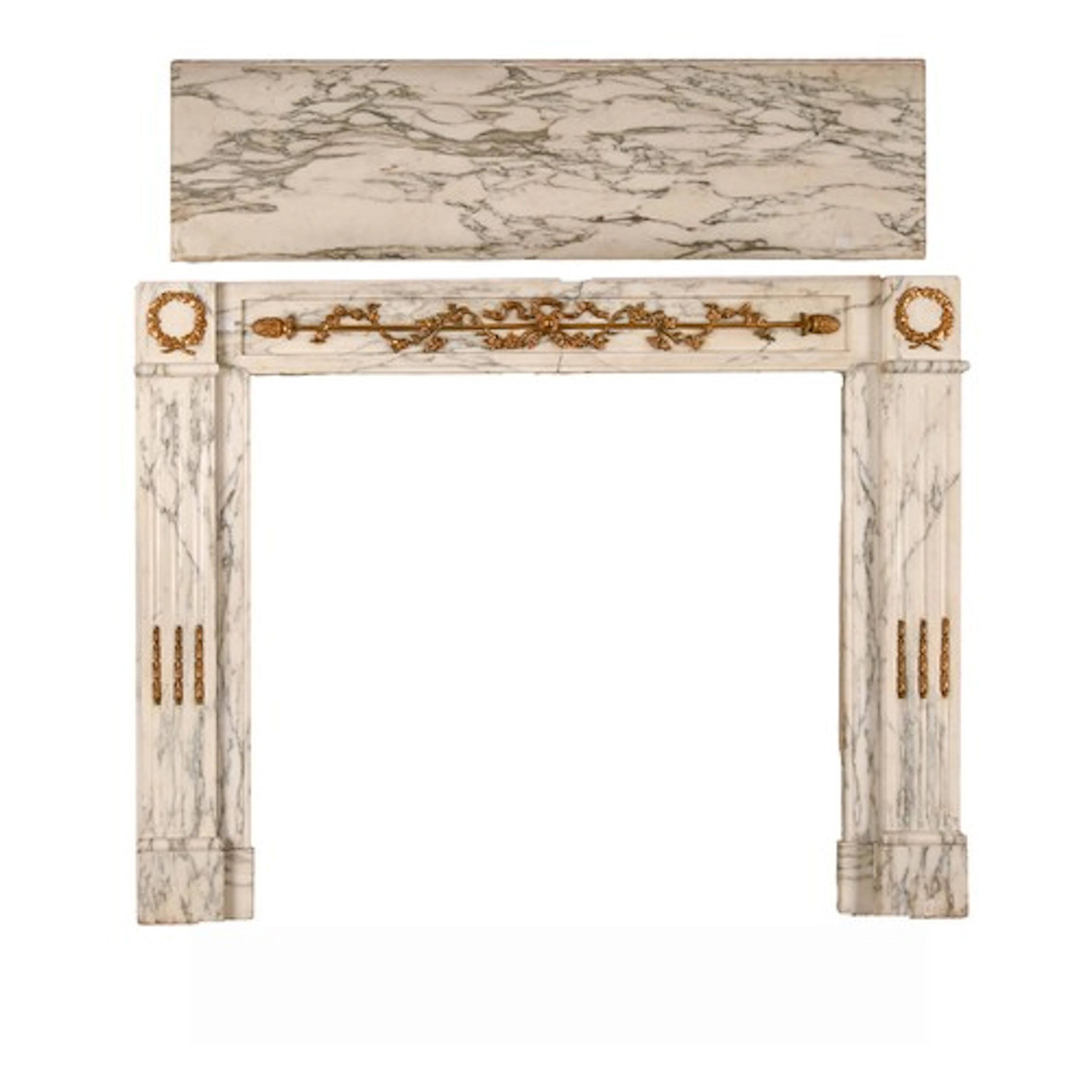 A French ormolu-mounted Paonazzo marble chimneypiece, late L...