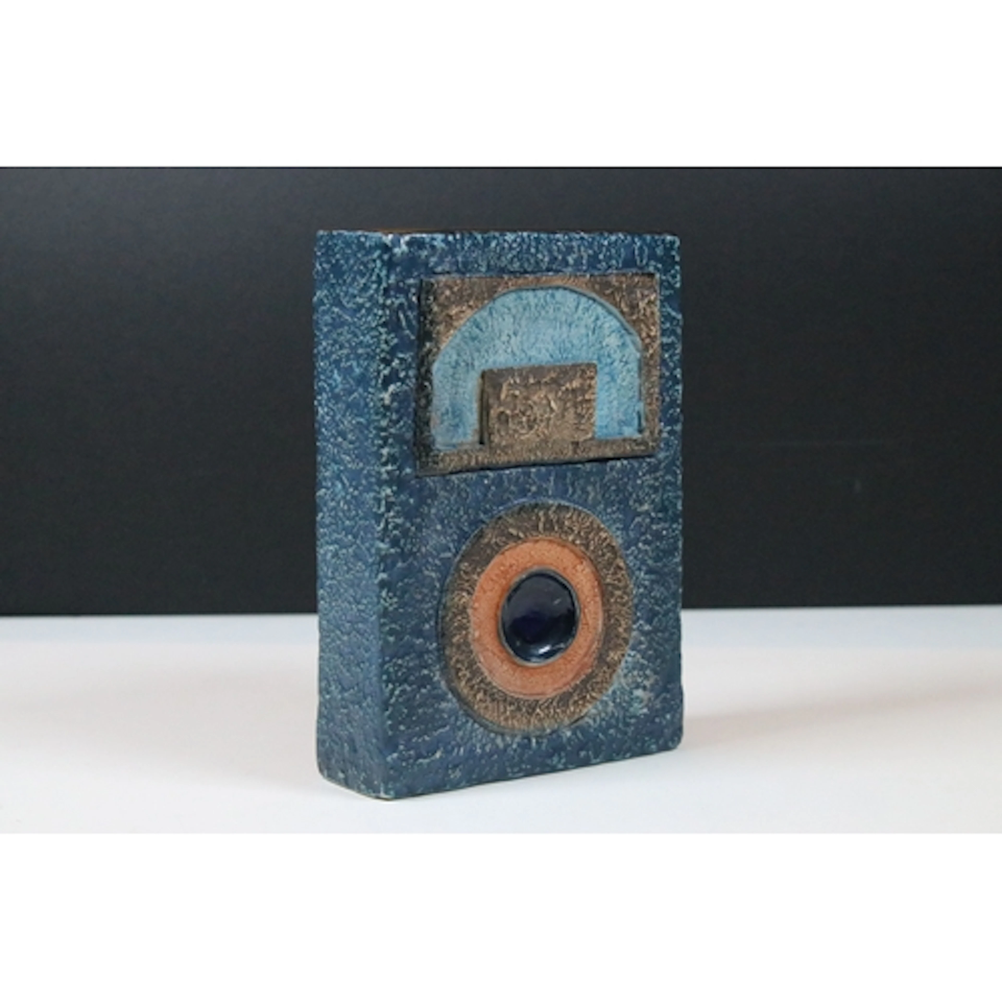 Troika pottery slab vase, by Honor Curtis, decorated in deep...