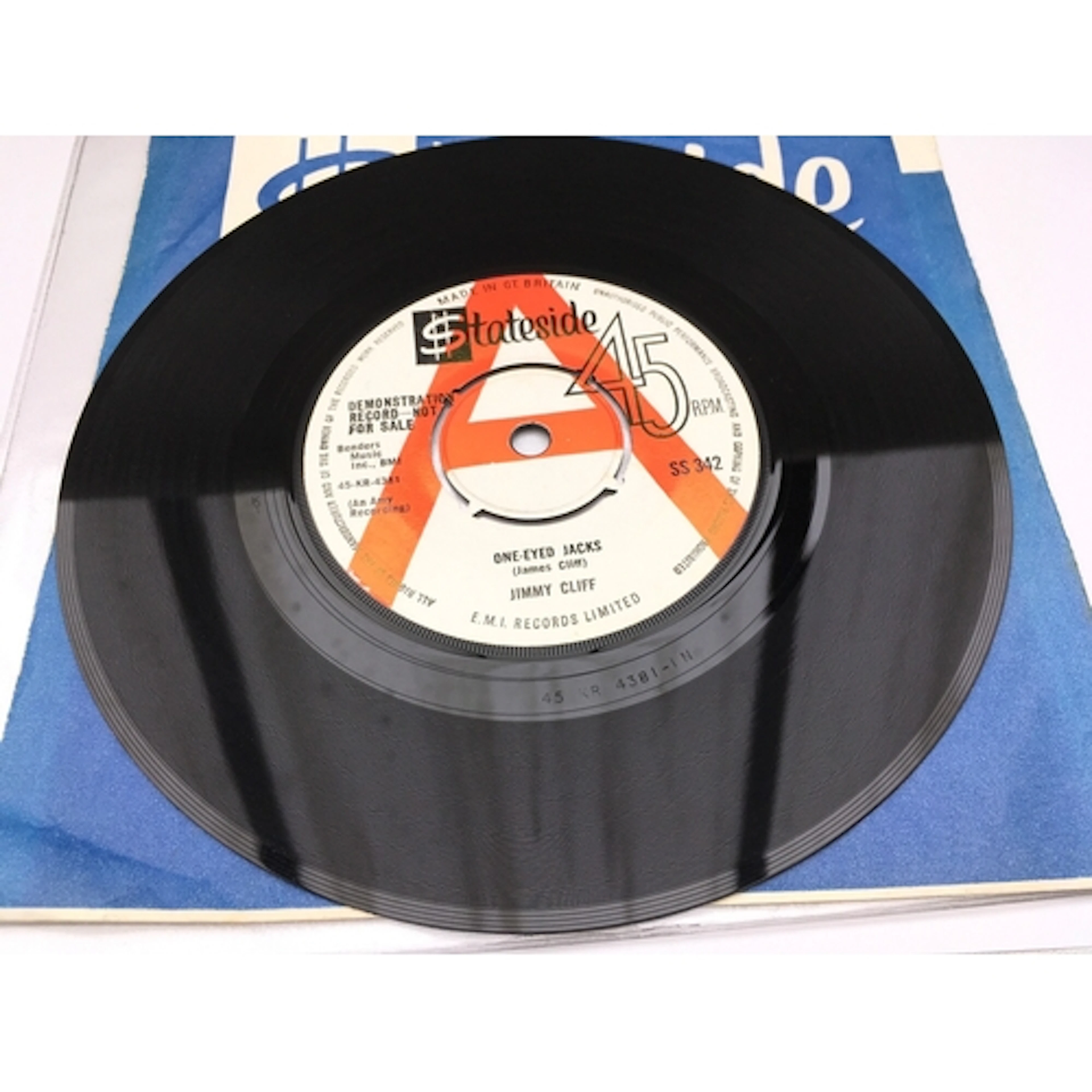 A rare reggae ska 7" demo disc of One Eyed Jacks b/w King Of...