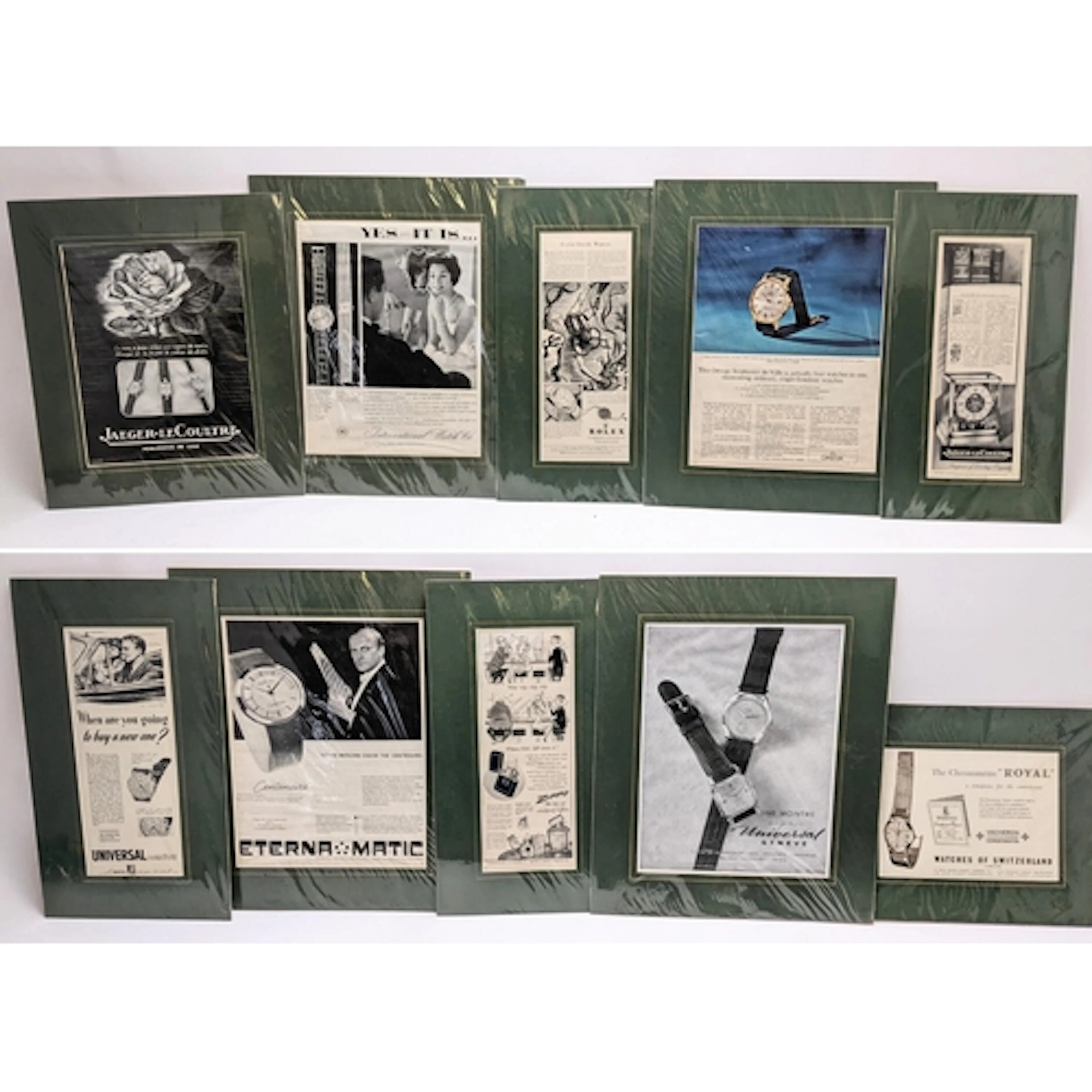 Nine vintage watch advertisements to include adverts for Jae...