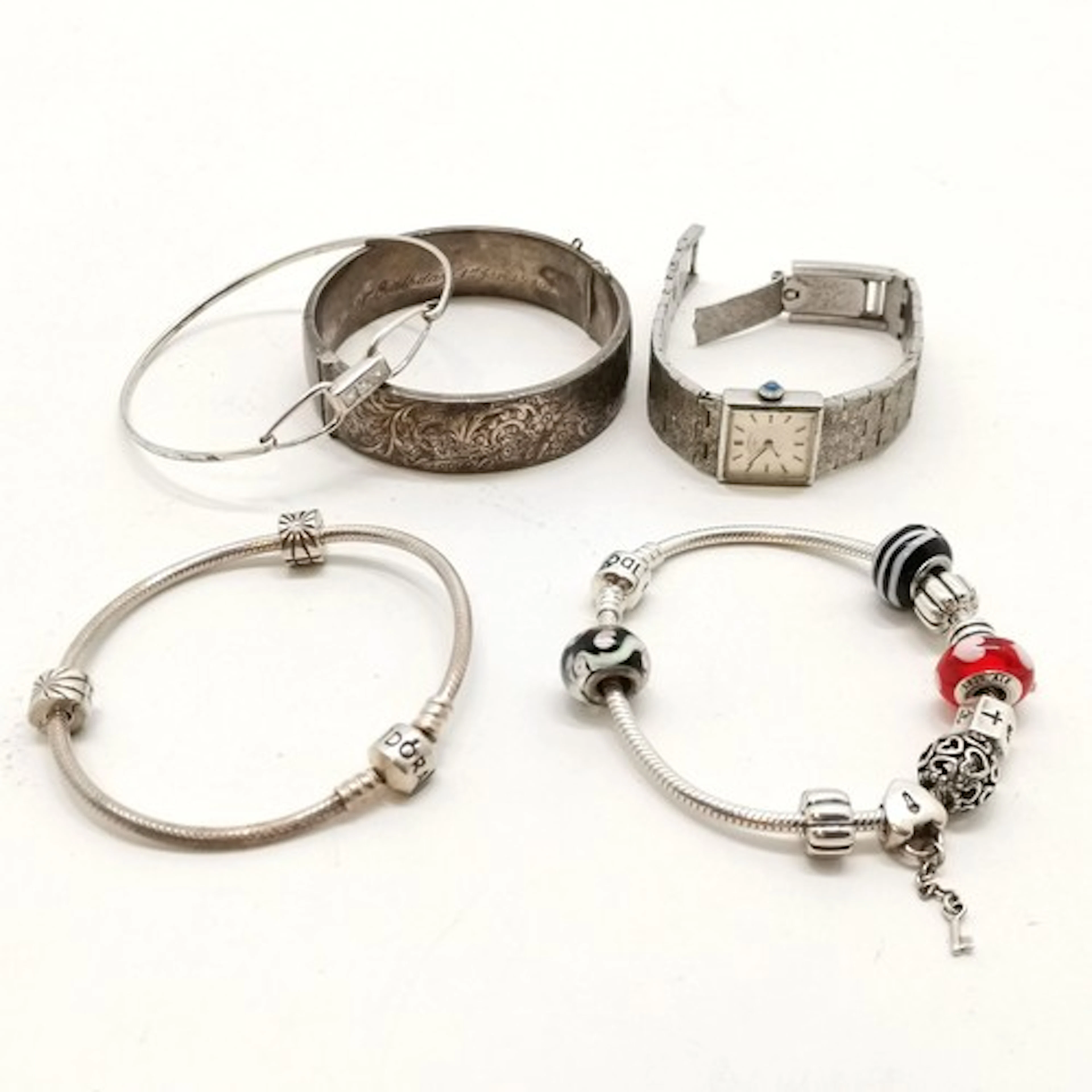 2 silver Pandora bracelets in original retail box T/W 2 silv...