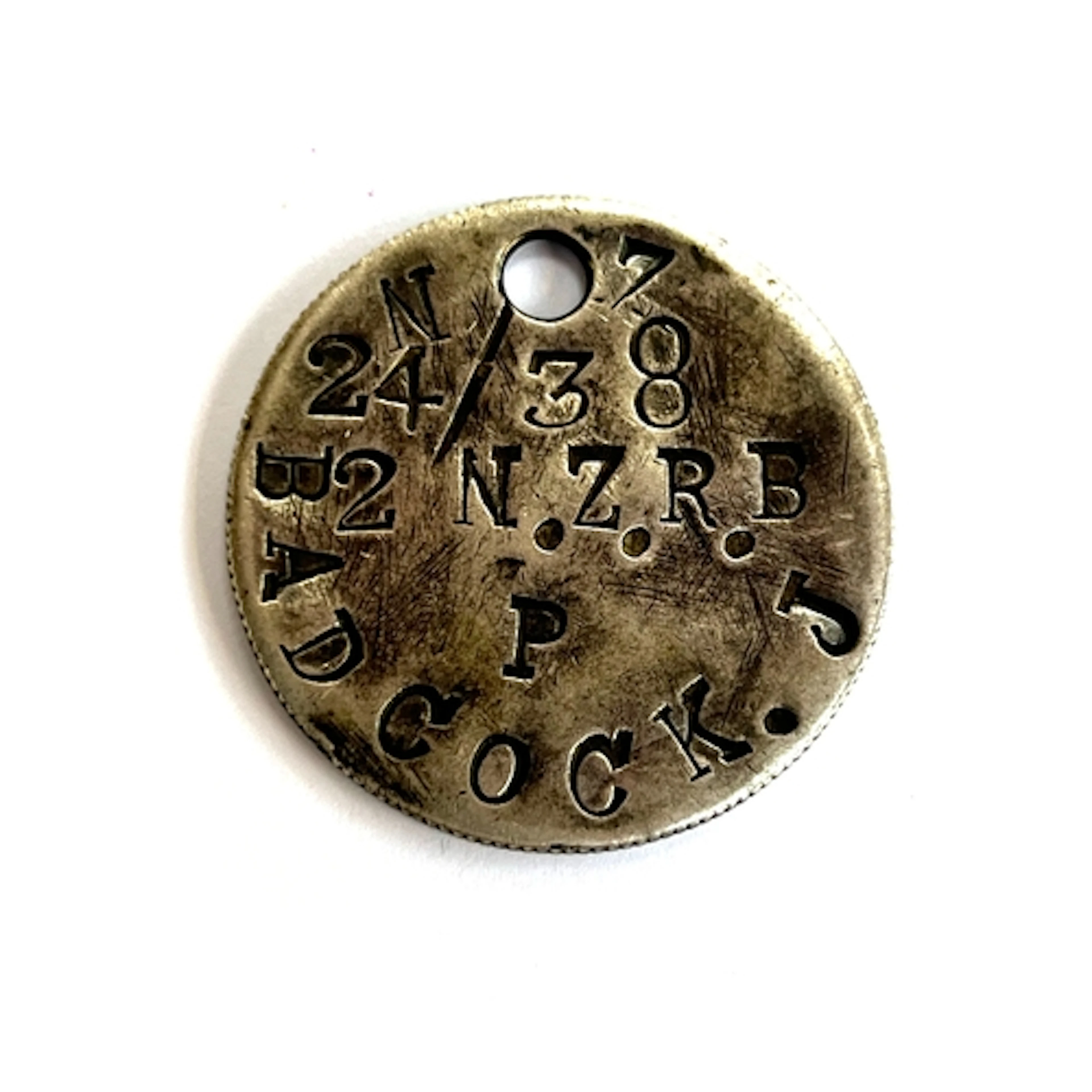 New Zealand interest: A WWI dog tag made from a 1915 Indian ...