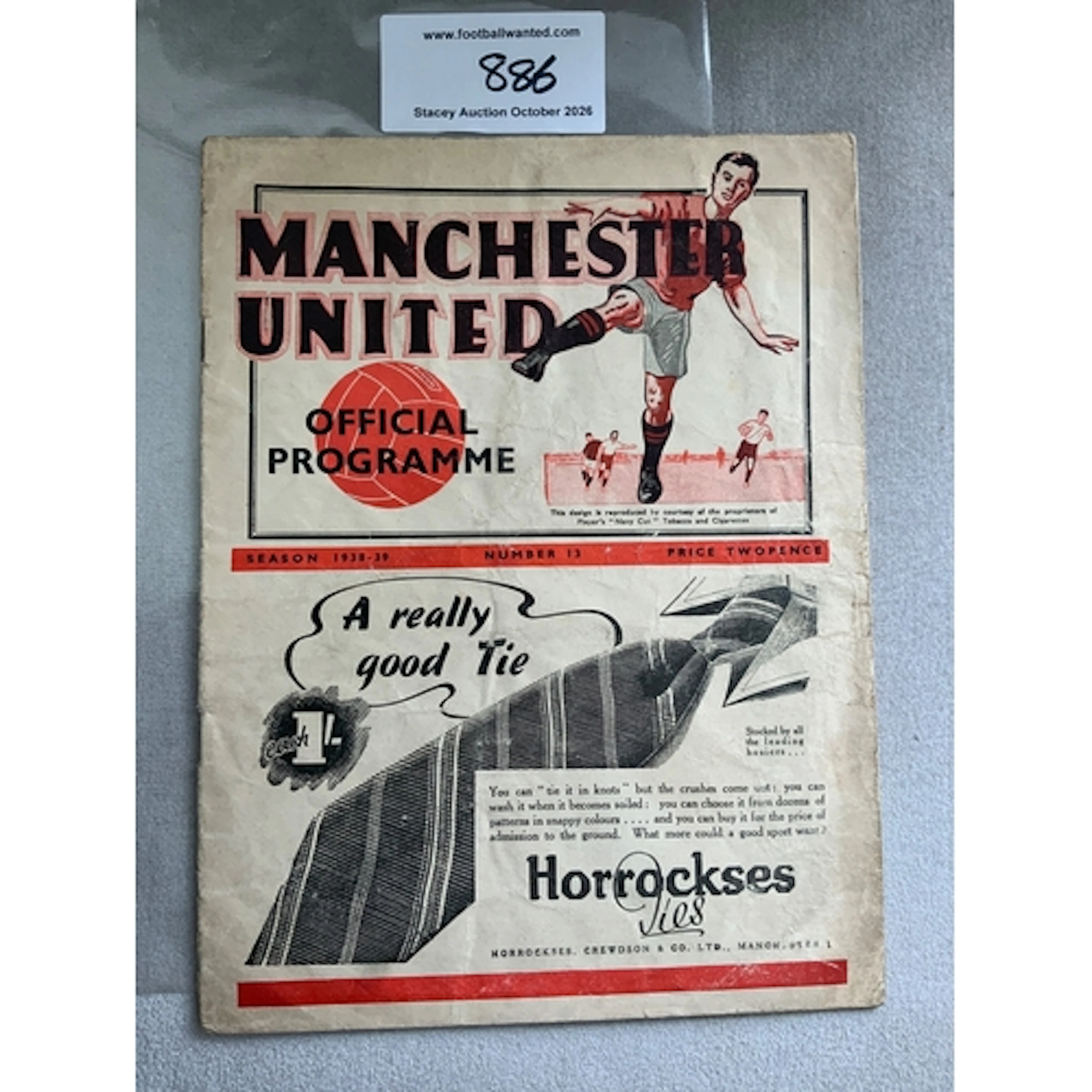 1938 - 1939 Manchester United v Grimsby Town Football Progra...