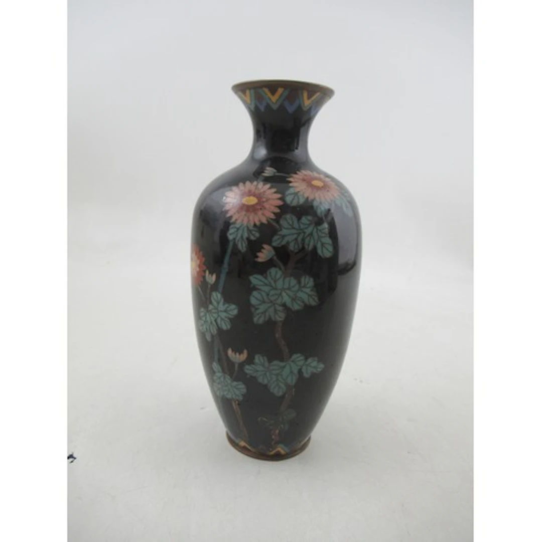 A cloisonne vase, baluster form, decorated with flowers (da...