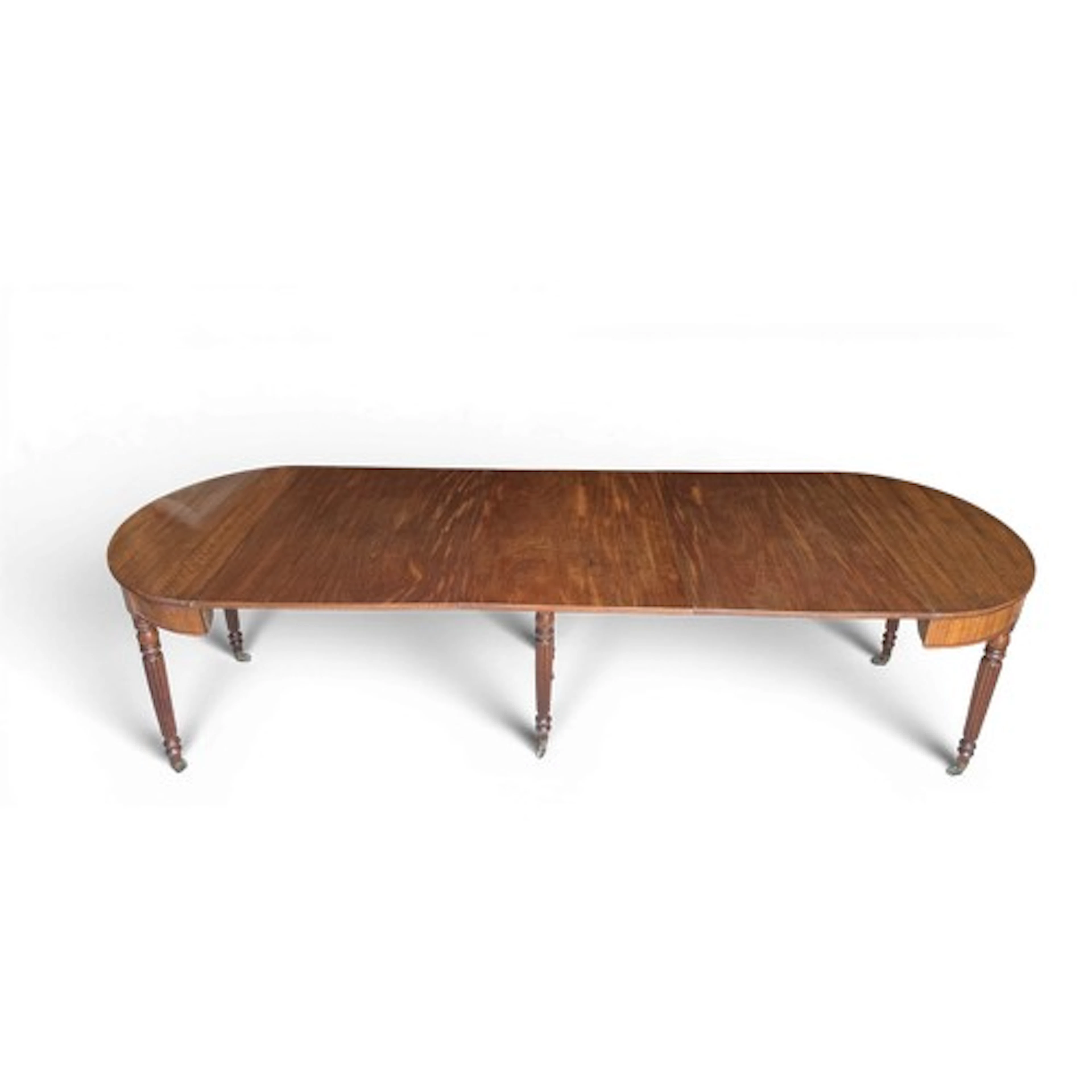 A 19thC mahogany D ended extending dining table. Extended 28...