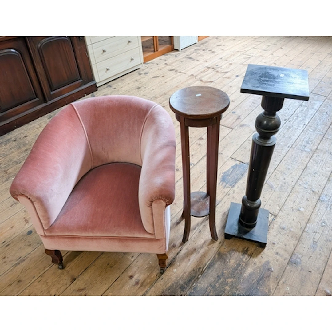 A late Victorian plant stand together with an ebony plant st...