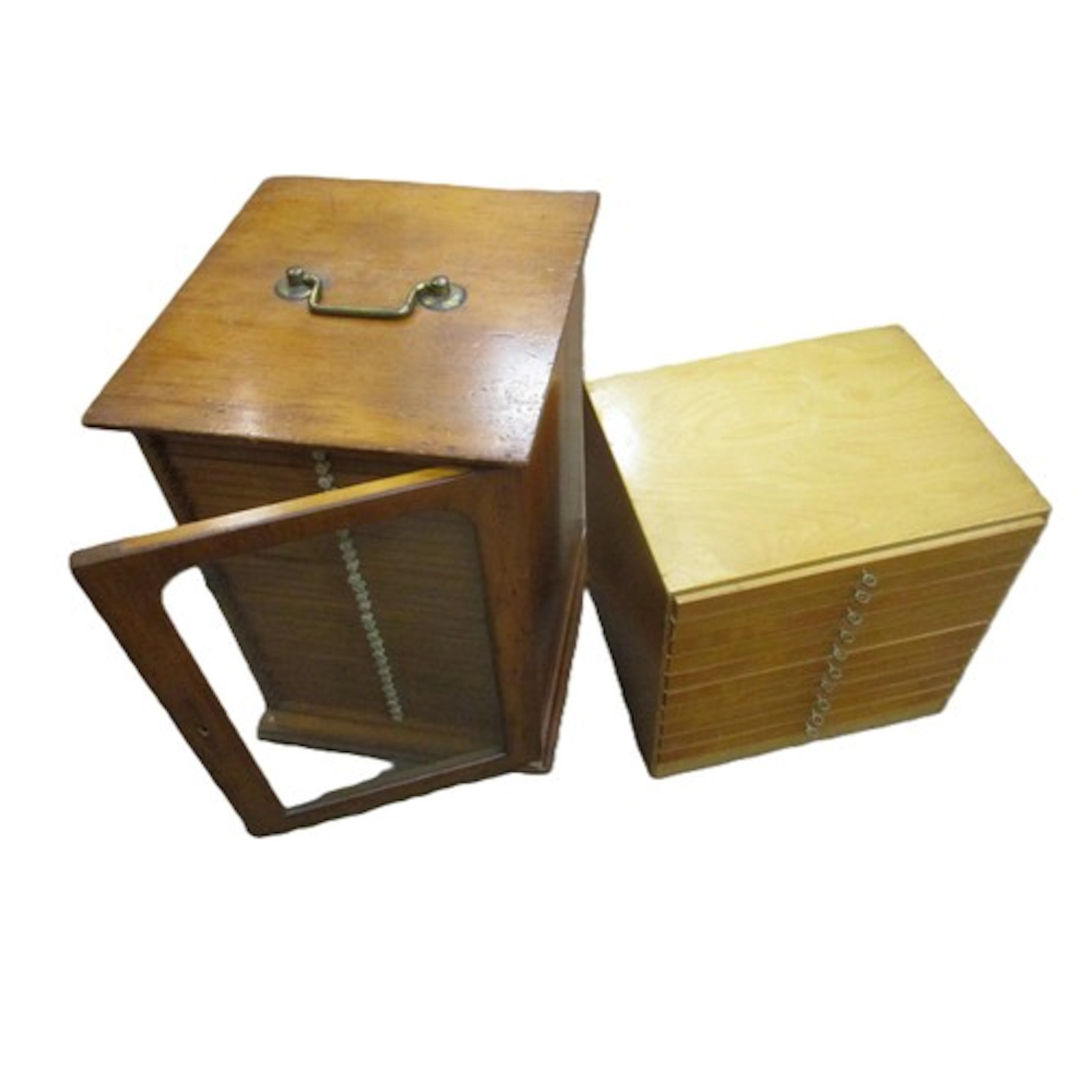Pair of wooden coin cabinets, generally very good to excelle...