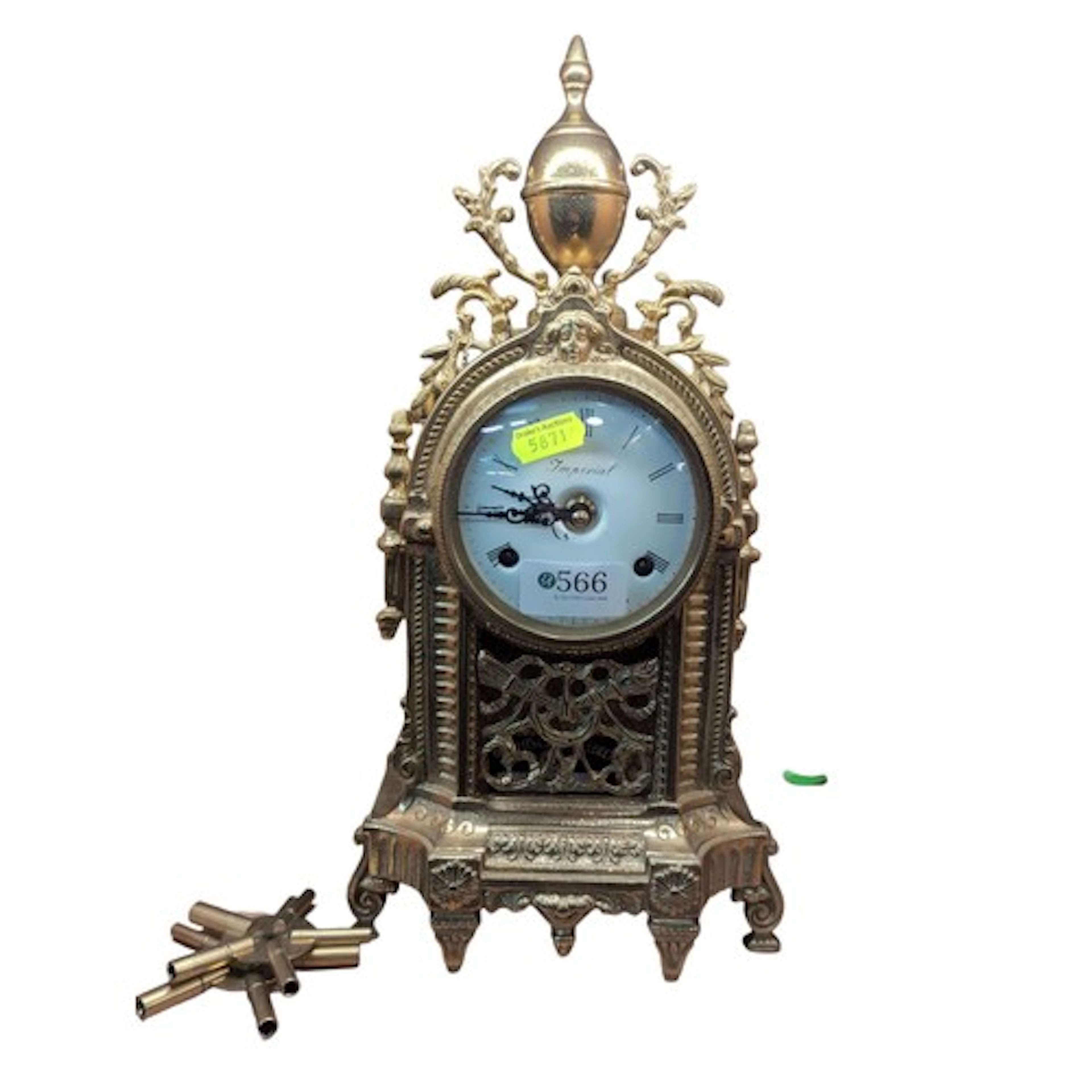 Brass cased mantle clock with enamel face marked 'Imperial' ...