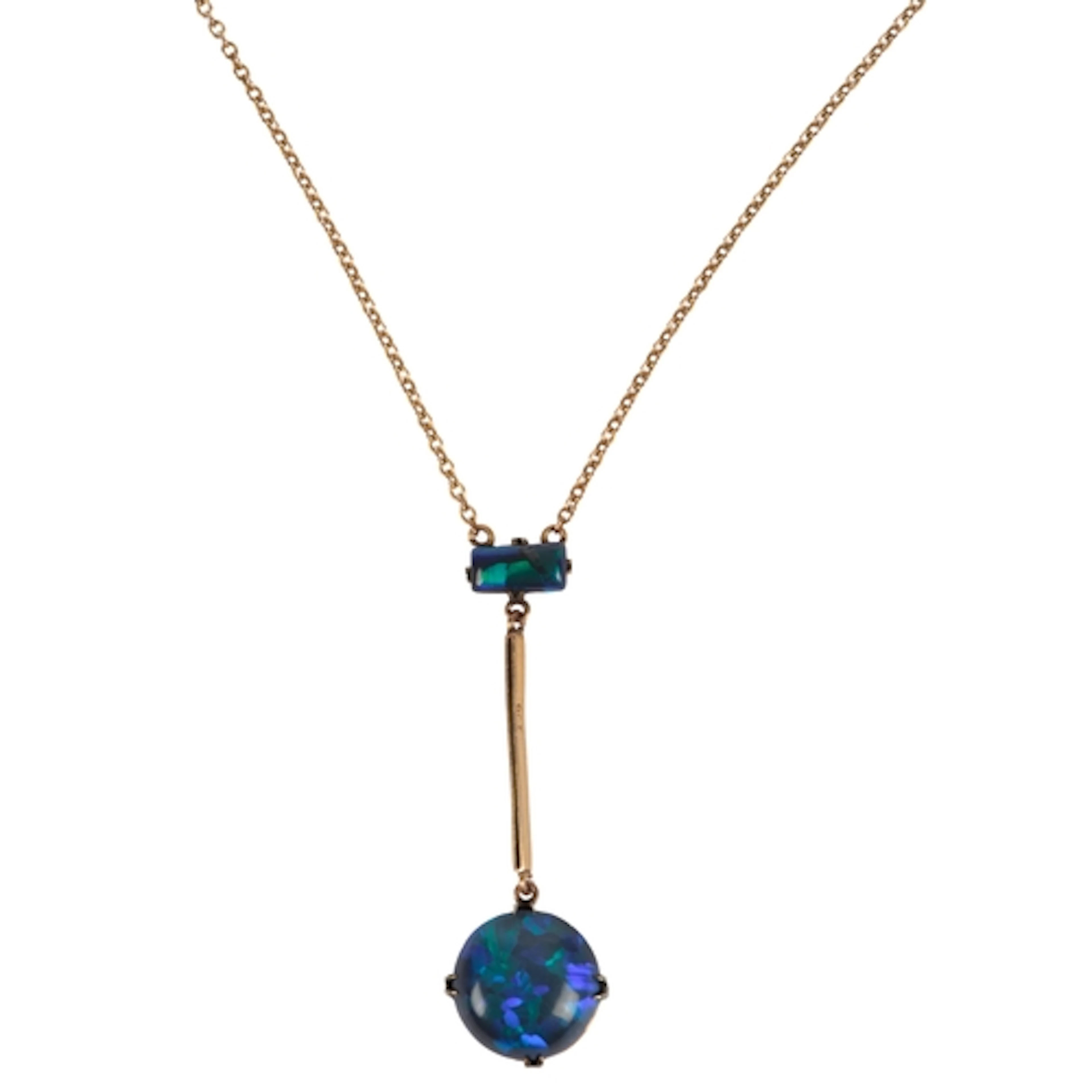 An Edwardian black opal pendant, early 20th century, compose...