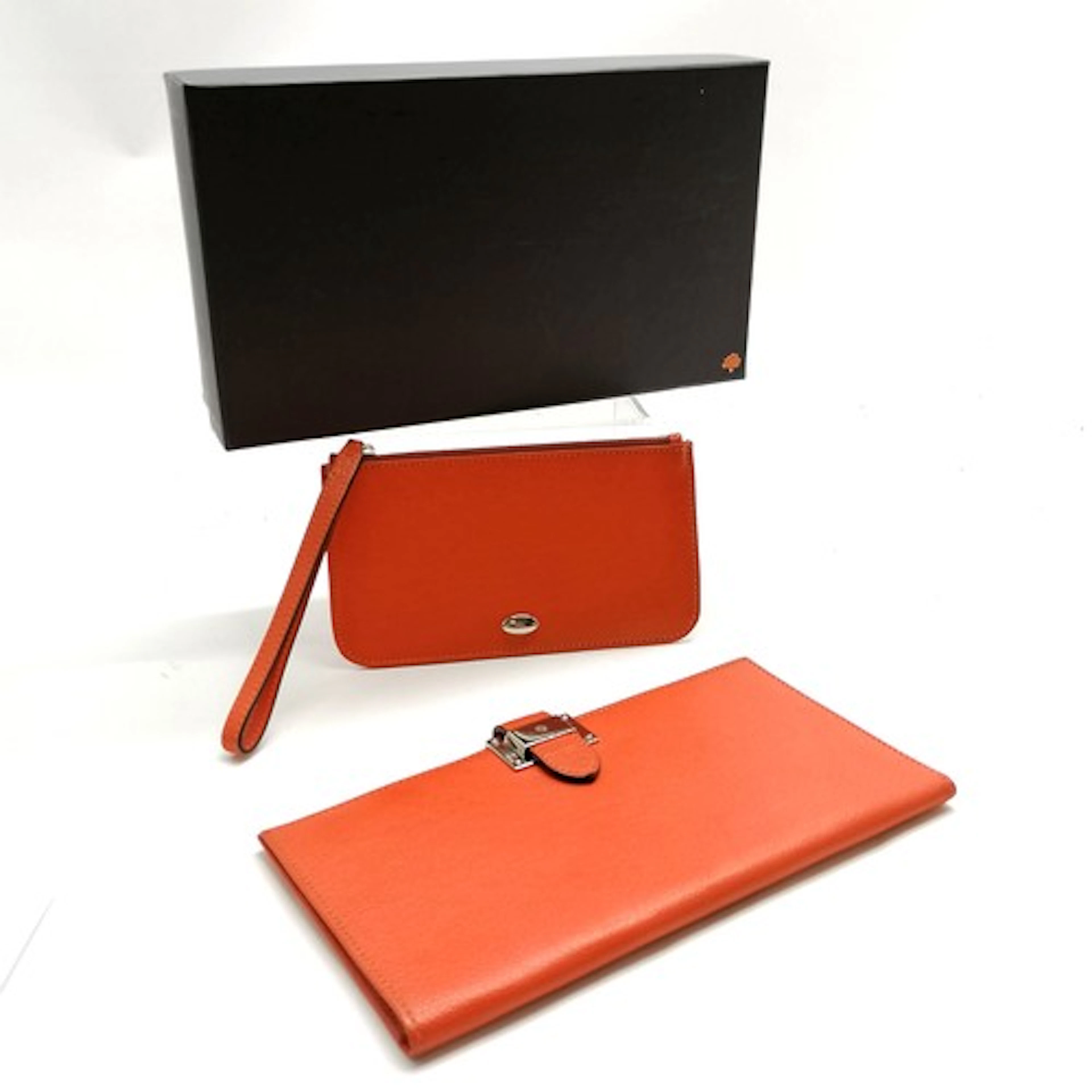 Mulberry vintage orange leather document case/wallet 22.5cm ...