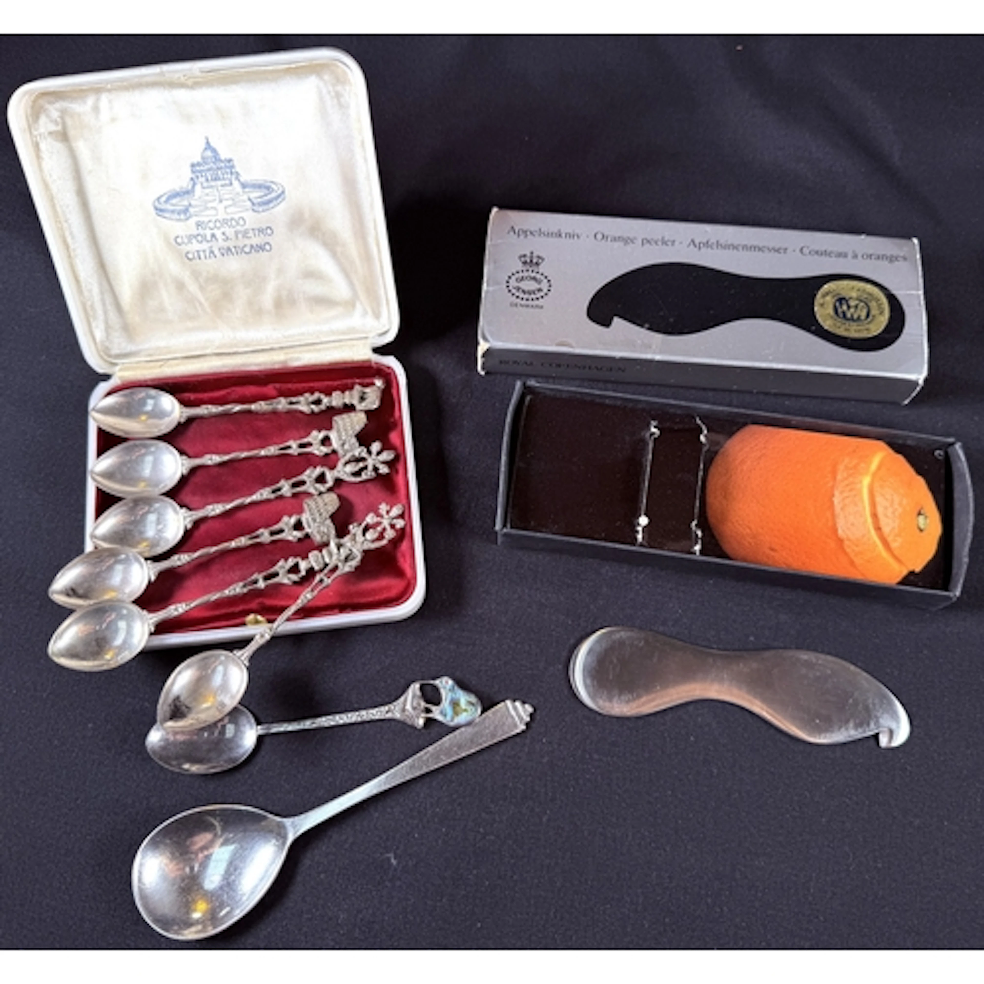 A Georg Jensen stainless steel orange peeler, in original bo...