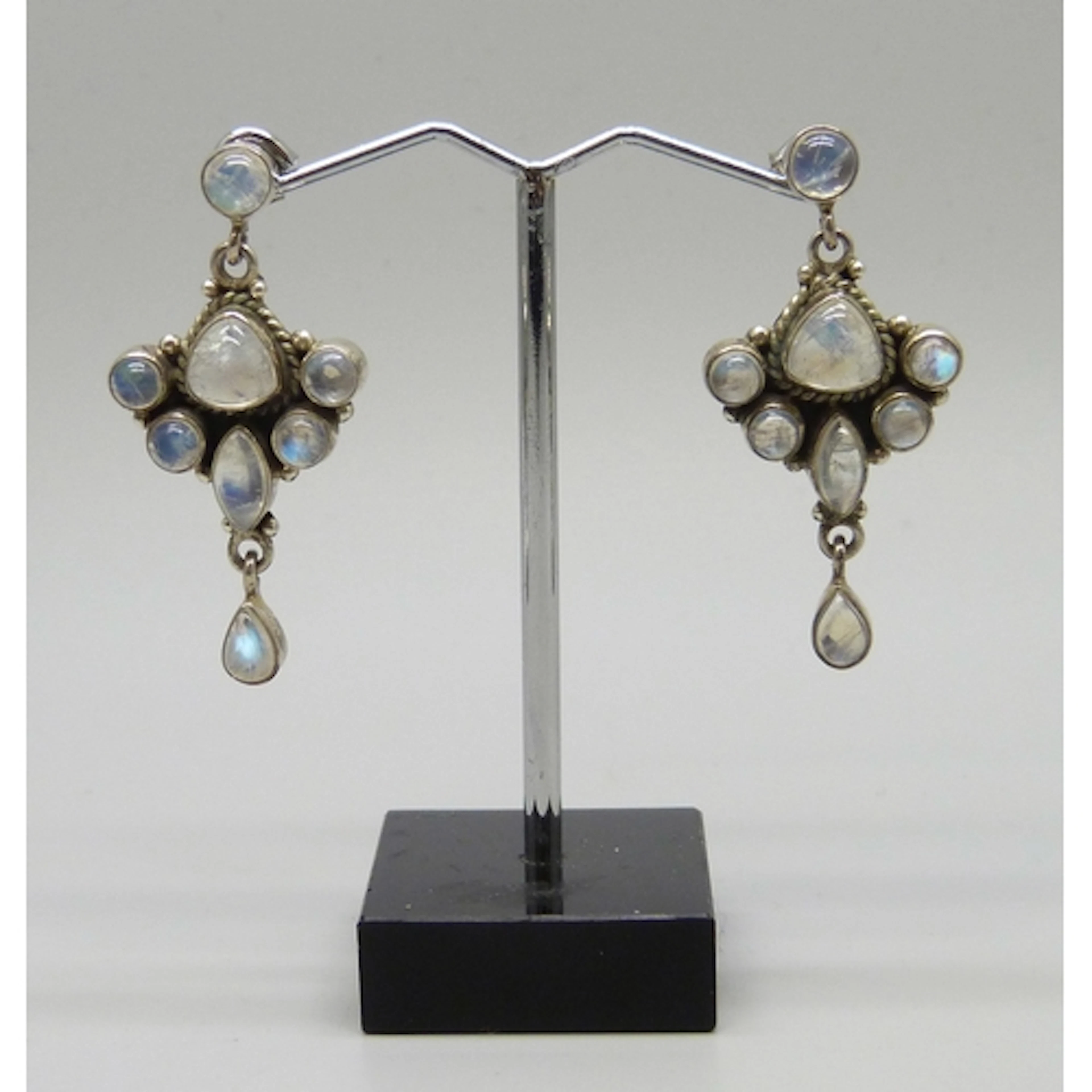 Doug Paulus, a pair of silver and cabochon moonstone drop ea...