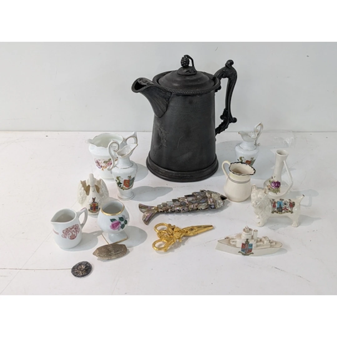 A mixed lot to include a Victorian silver plated water jug, ...