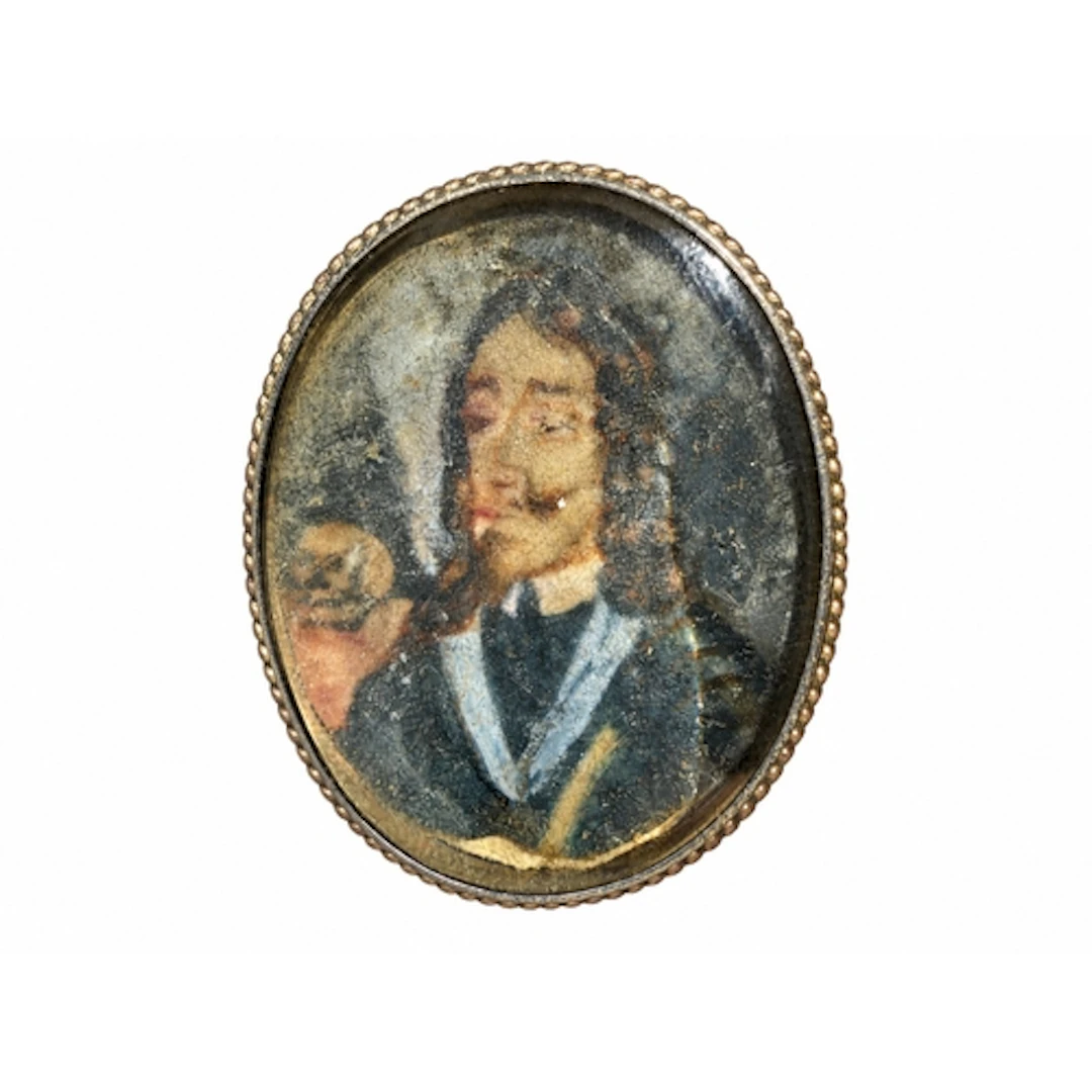 A scarce King Charles I Royalist memorial ring containing a ...