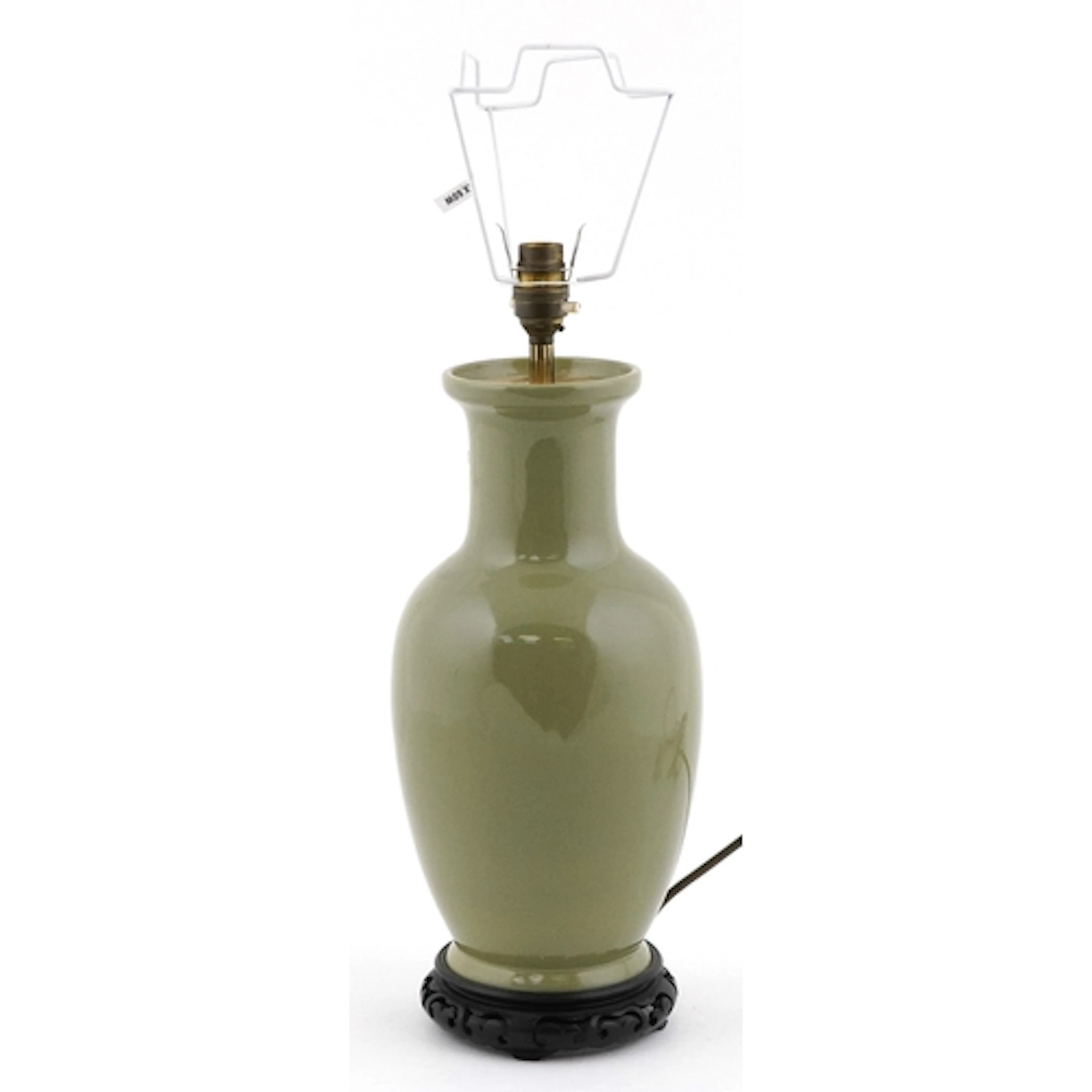 Chinese celadon baluster vase converted into a table lamp, r...