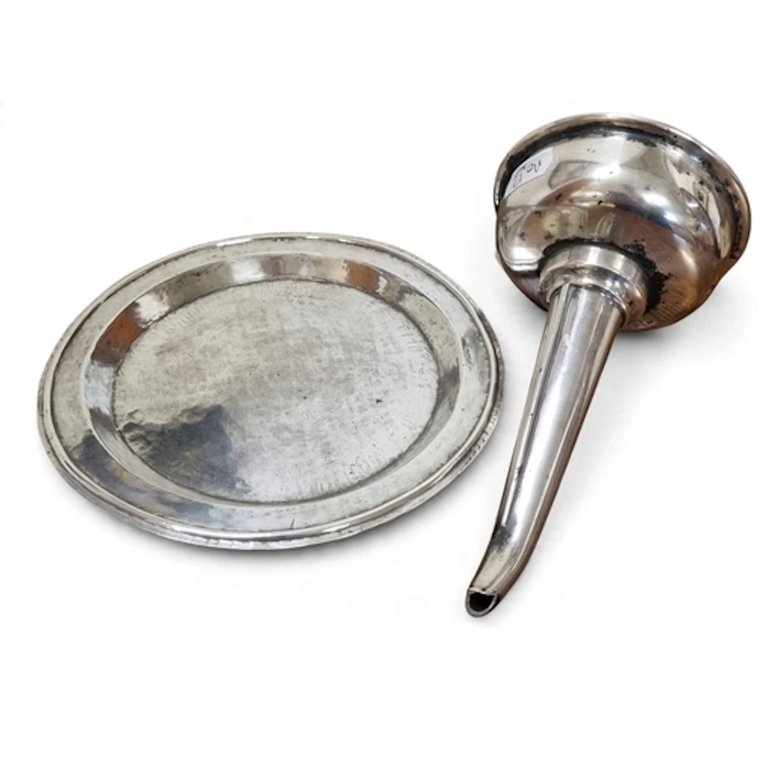 A good 19th Century Silverplated wine Funnel and Stand.