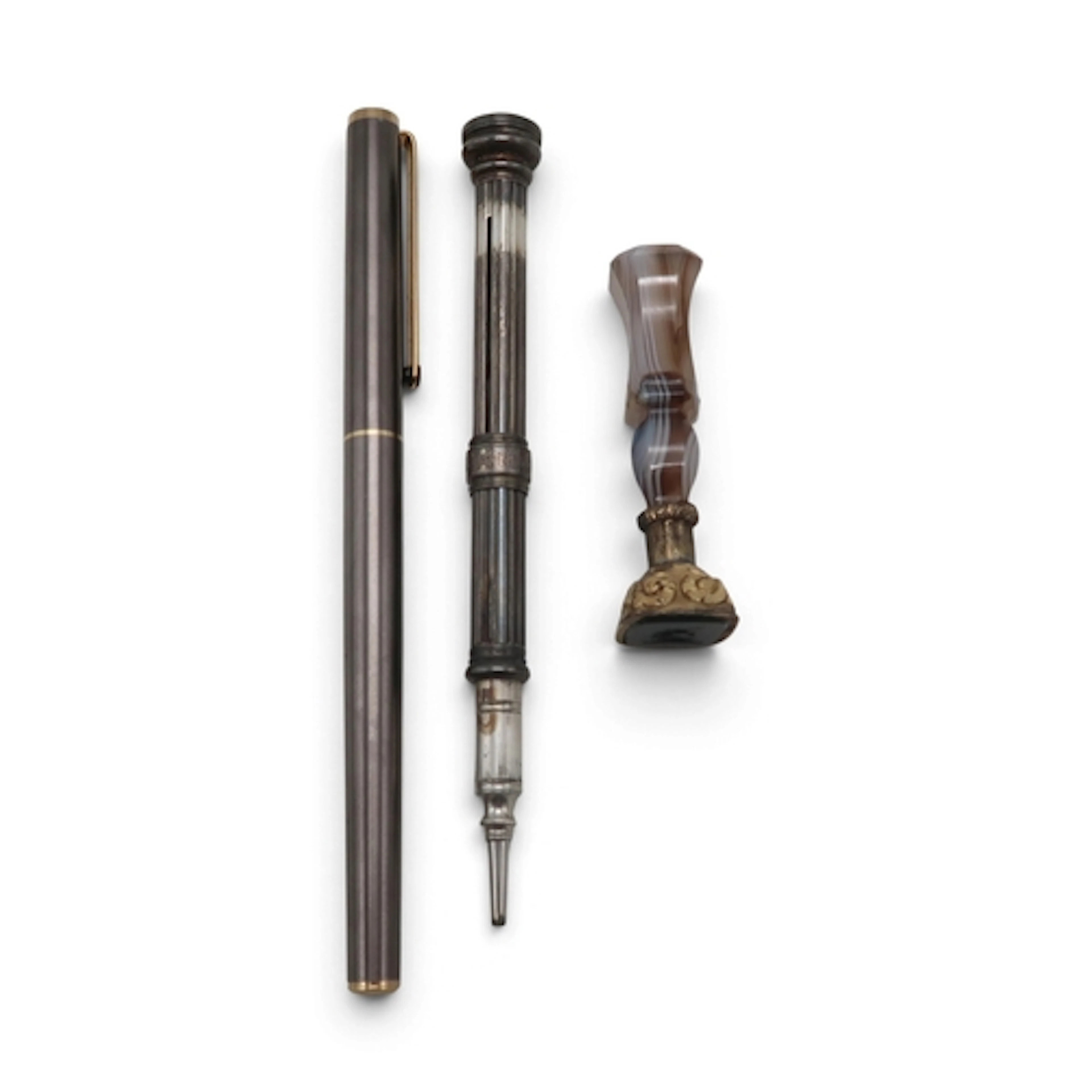 A white metal retractable pencil by S. Mordan & Co. with...