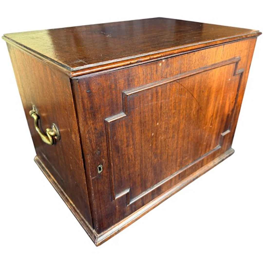 A large 19th Century mahogany coin collectors cabinet, the h...