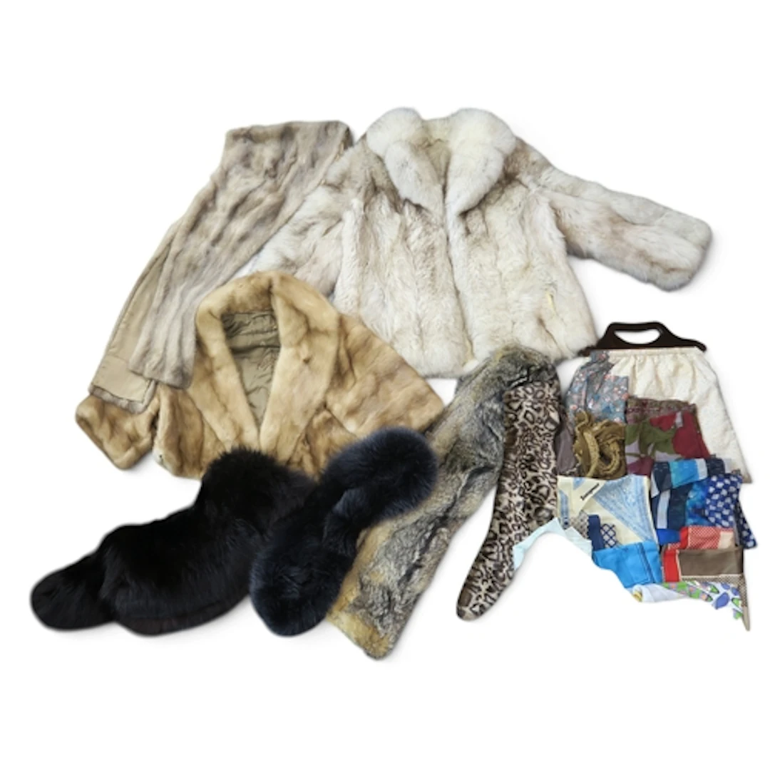A white fox fur jacket, a mink bolero, a collection of fur a...