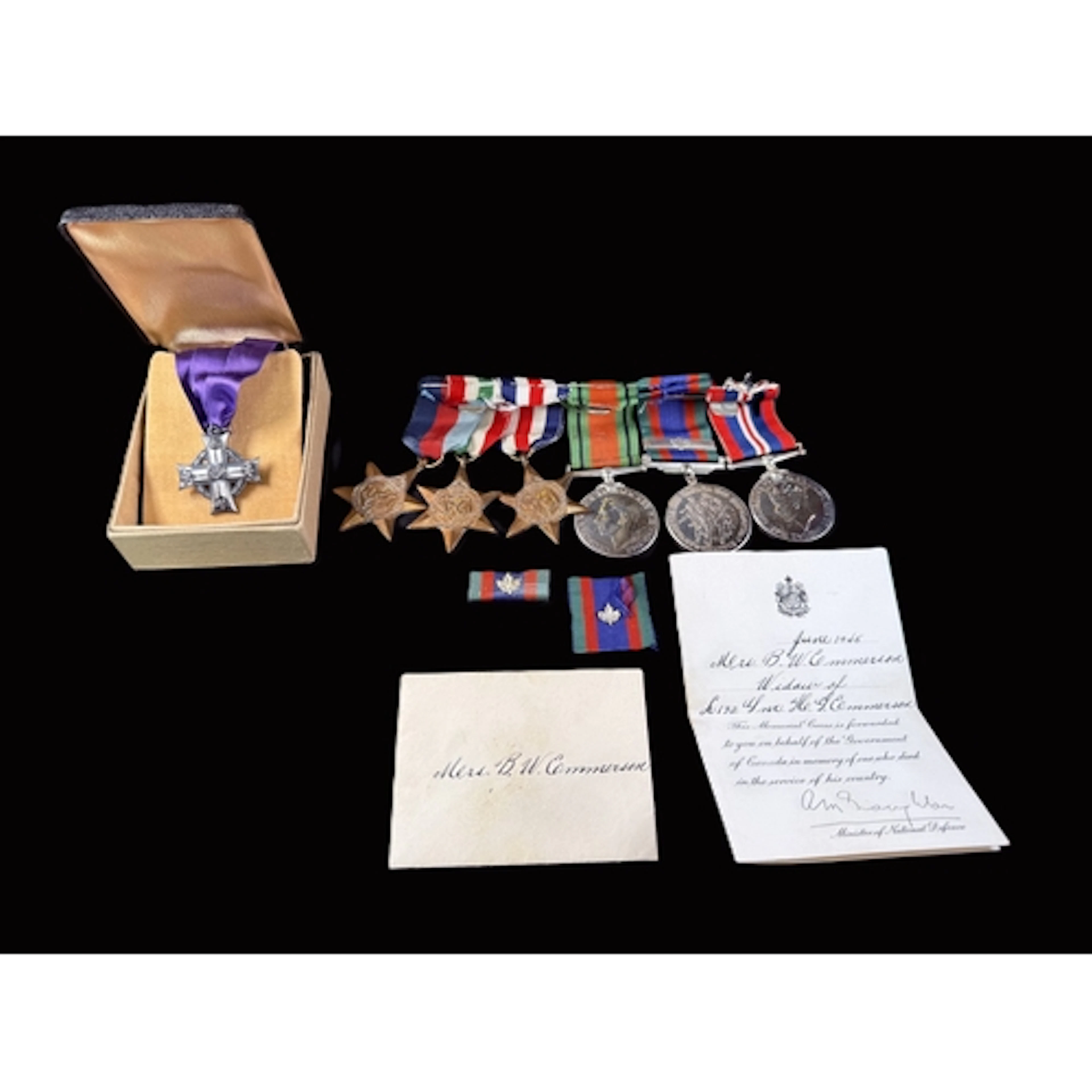 A WWII Canadian Casualty group of 6 medals with memorial cro...
