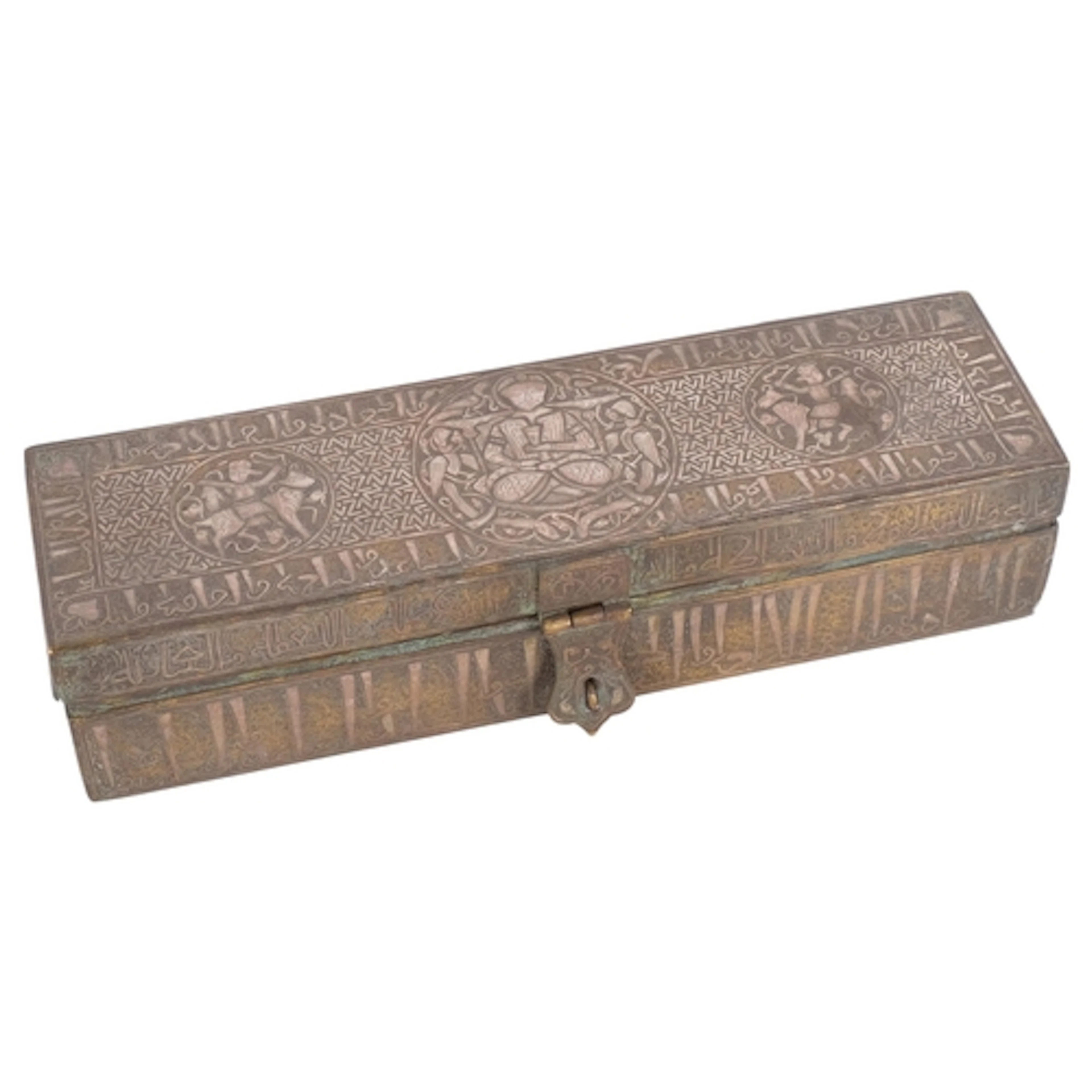 An Antique Persian brass and polished white metal traveller'...
