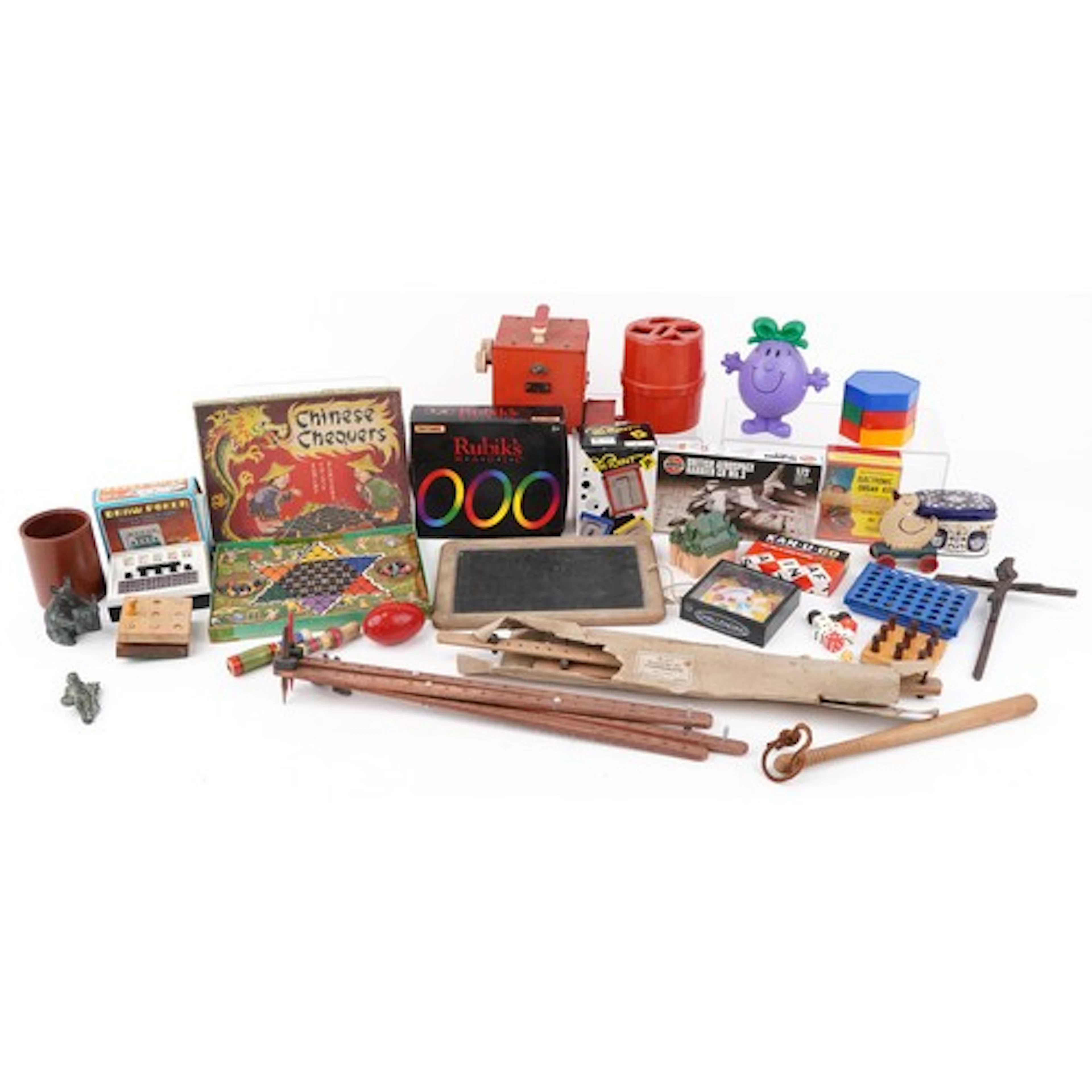 Vintage and later toys including wooden and Bakelite example...