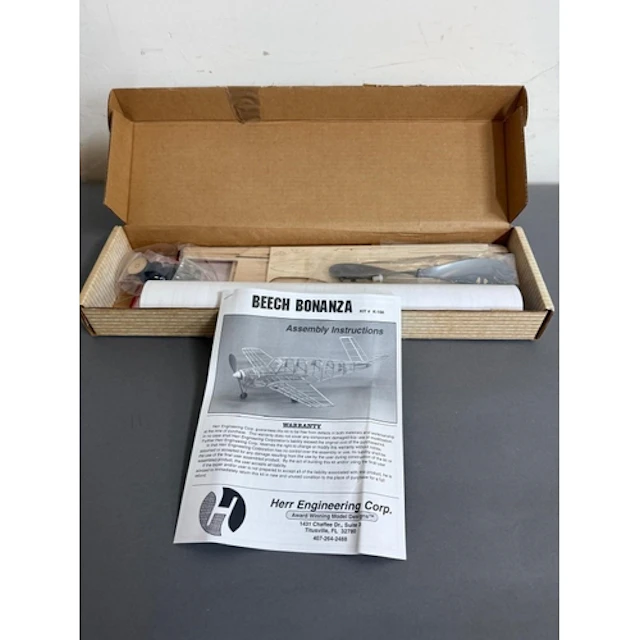 A Beech Bonanaza model aeroplane kit. Boxed and with assembl...