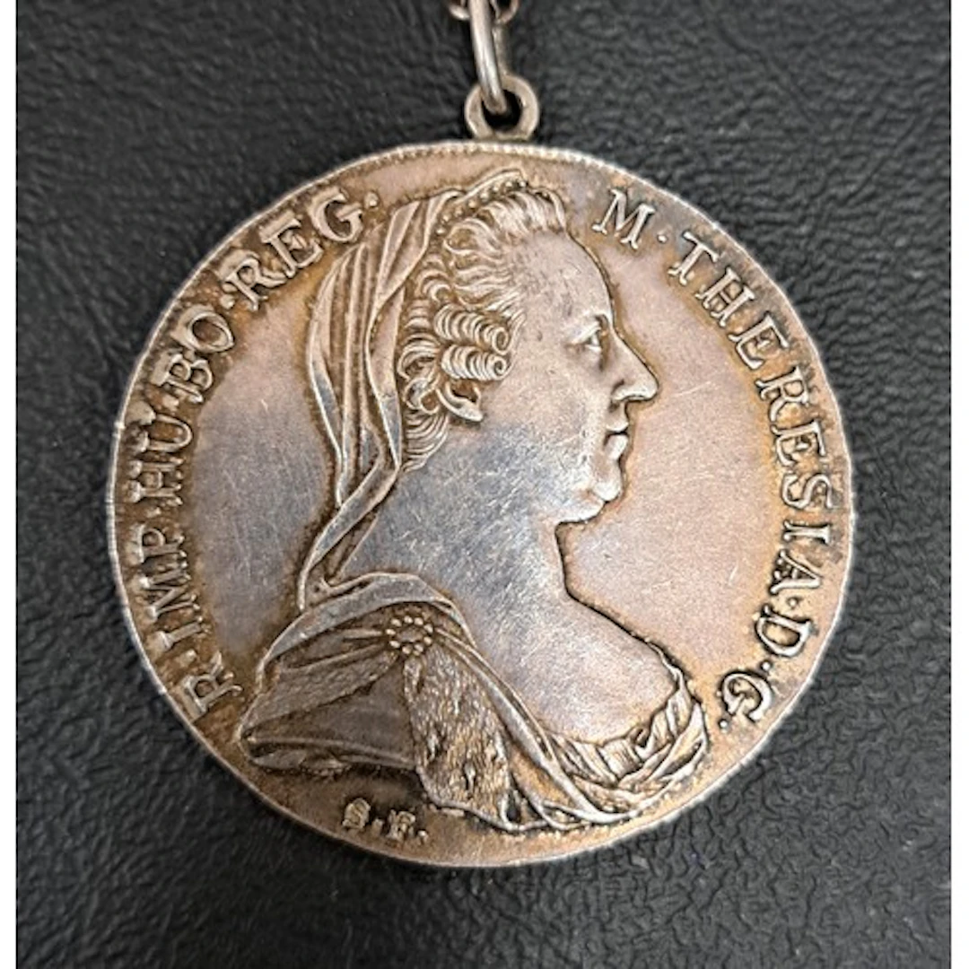 1780 MARIA THERESA SILVER THALER COIN with pendant loop and...