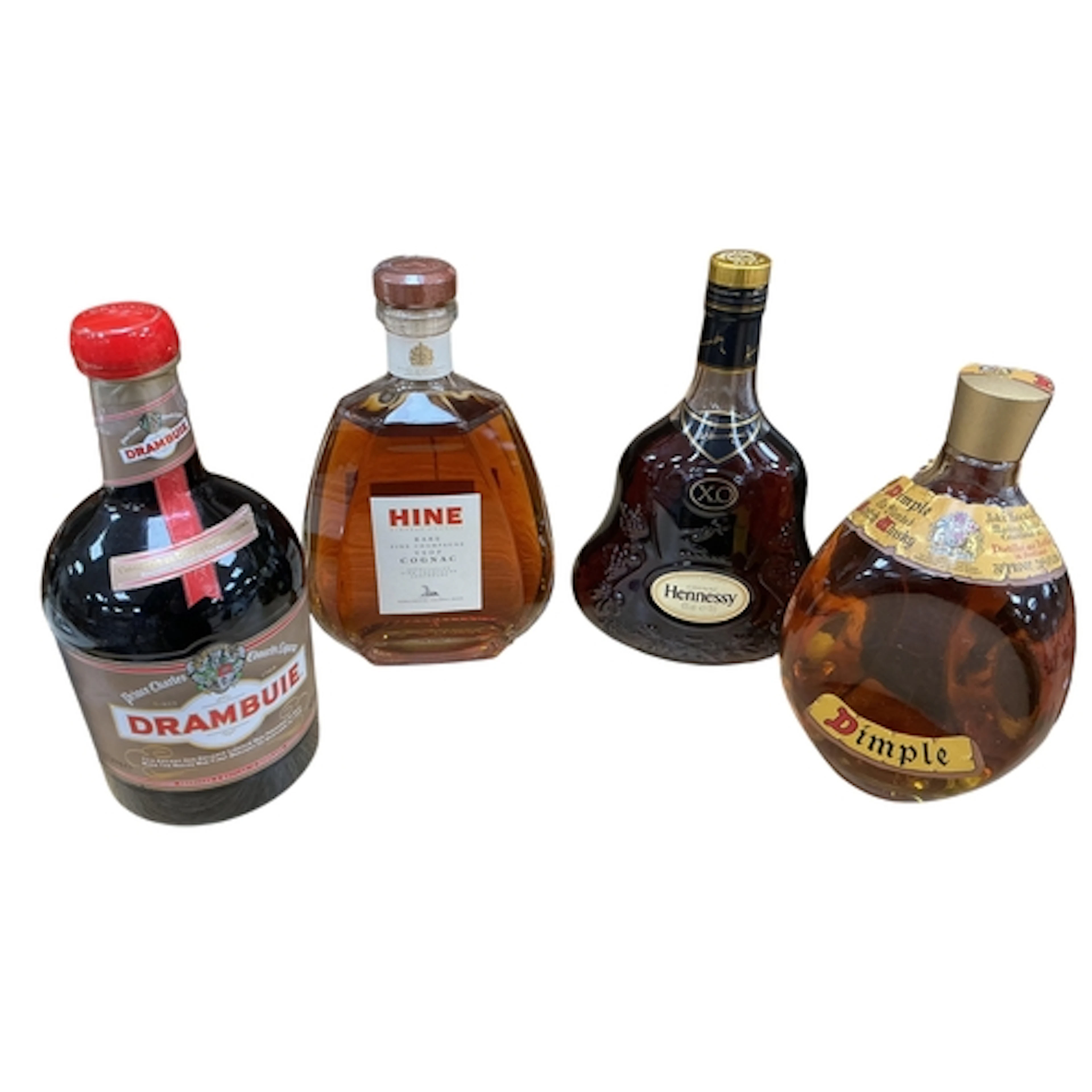 A bottle of Hine champagne cognac, one Haigs Dimple Whisky, ...