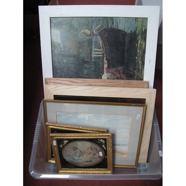 Framed artwork and prints, including watercolour landscape b...