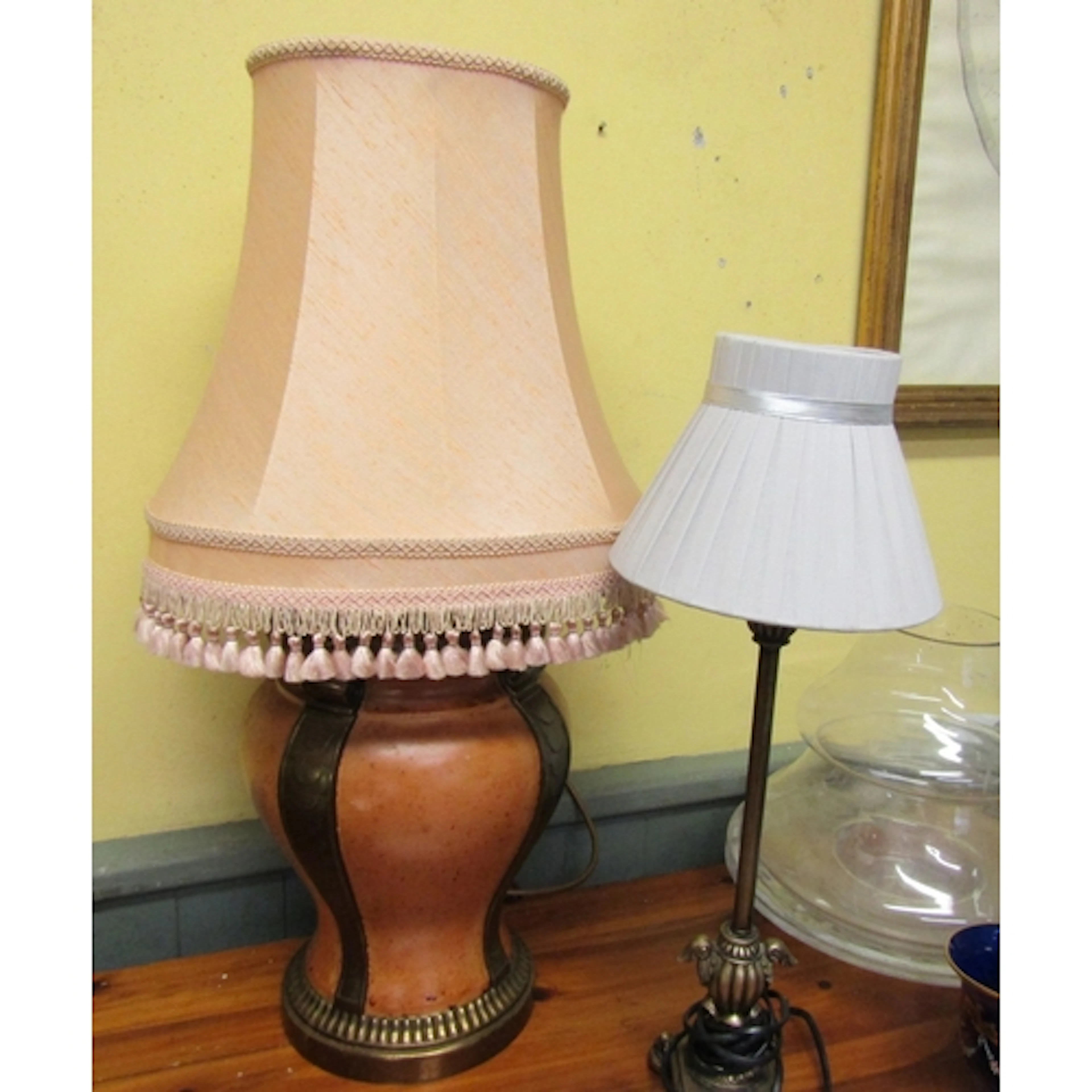 Two Modern Table Lamps with Shades Largest Approximately 32 ...