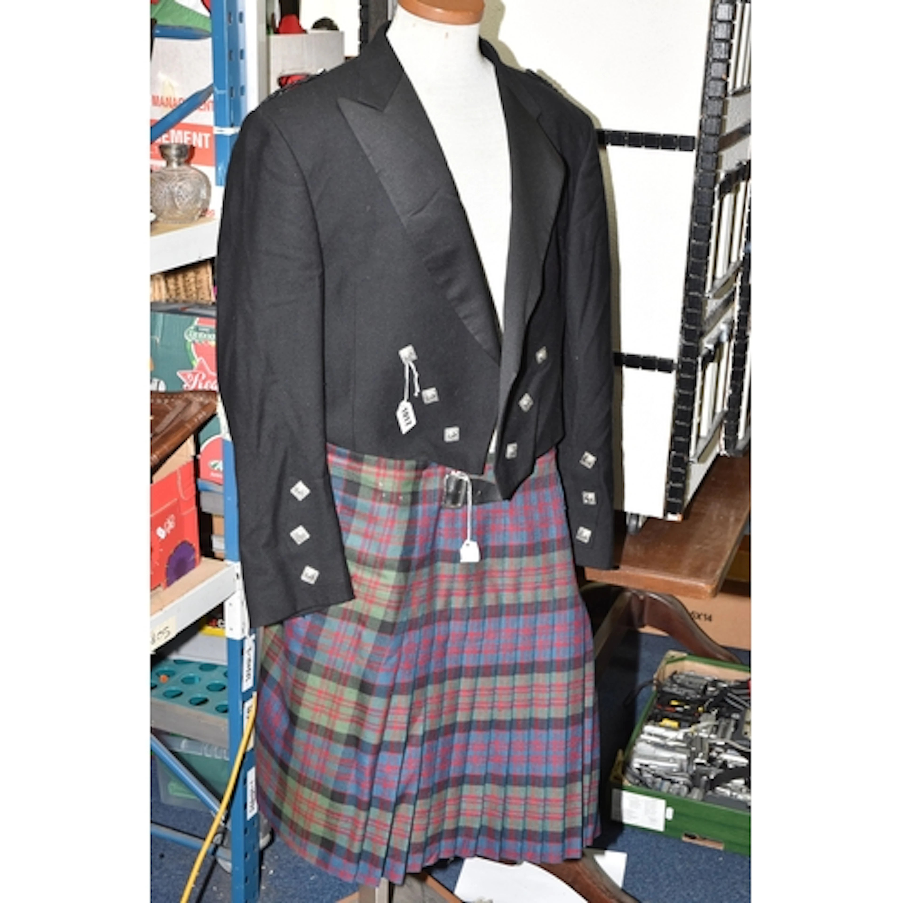 A GENTLEMAN'S HIGHLAND DRESS OUTFIT, comprising of a black f...