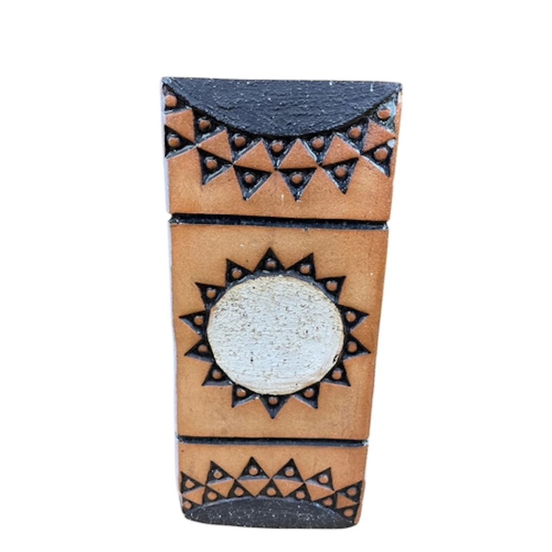 A Graham Fern Porthleven studio pottery vase, incised sun mo...