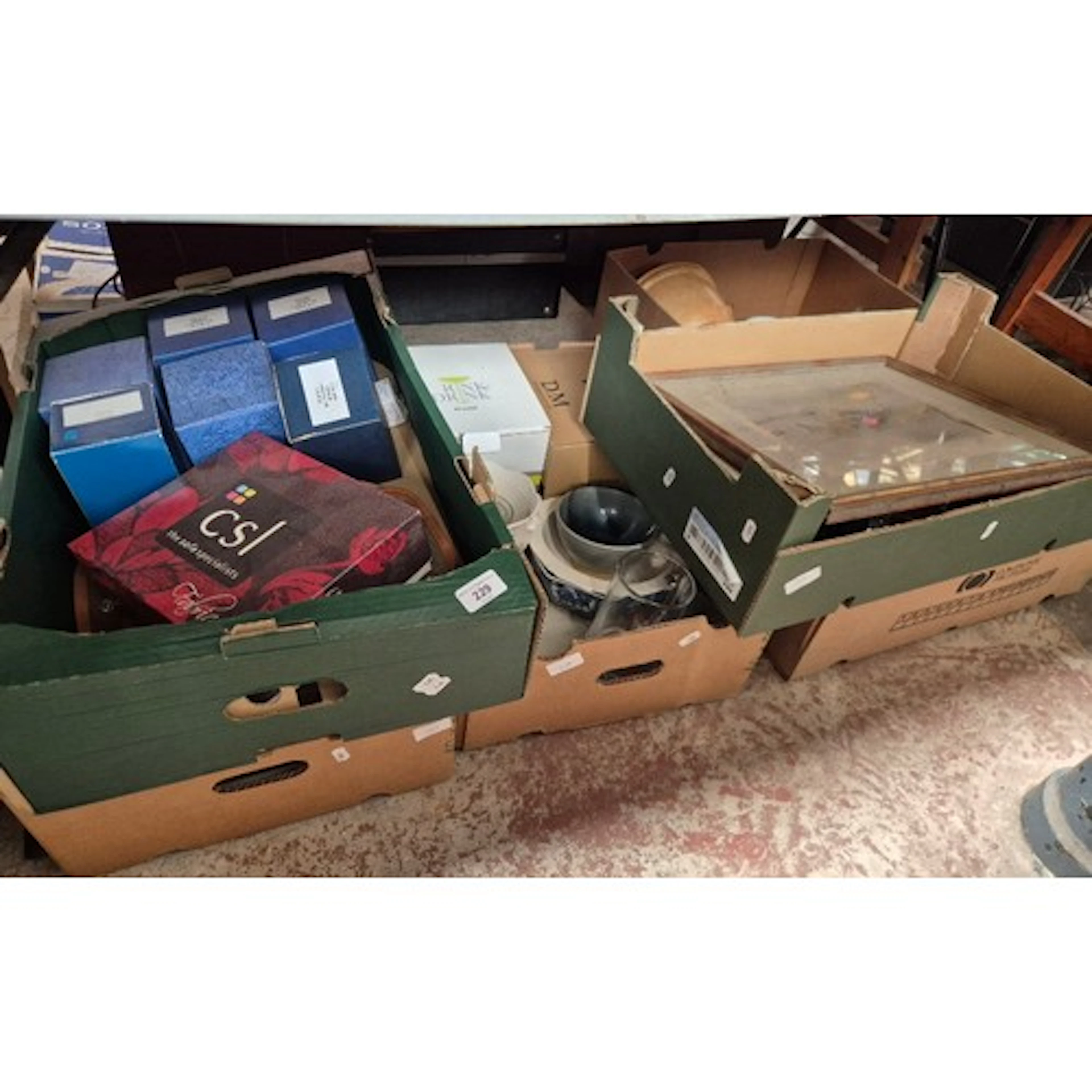 6 boxes of mixed items to include ceramics, glass, prints, b...