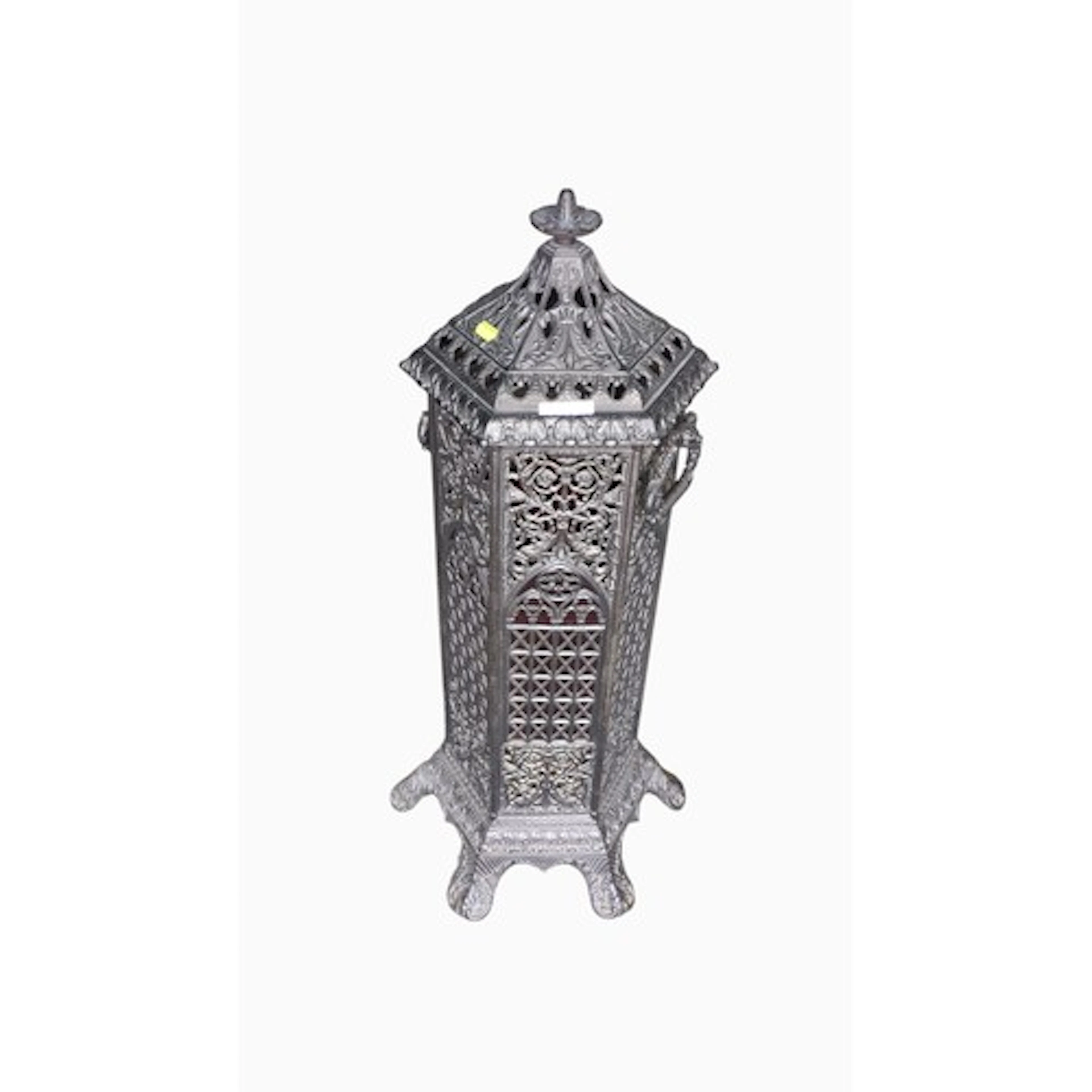 Gothic Revival cast-iron hall lantern, the hexagonal body wi...