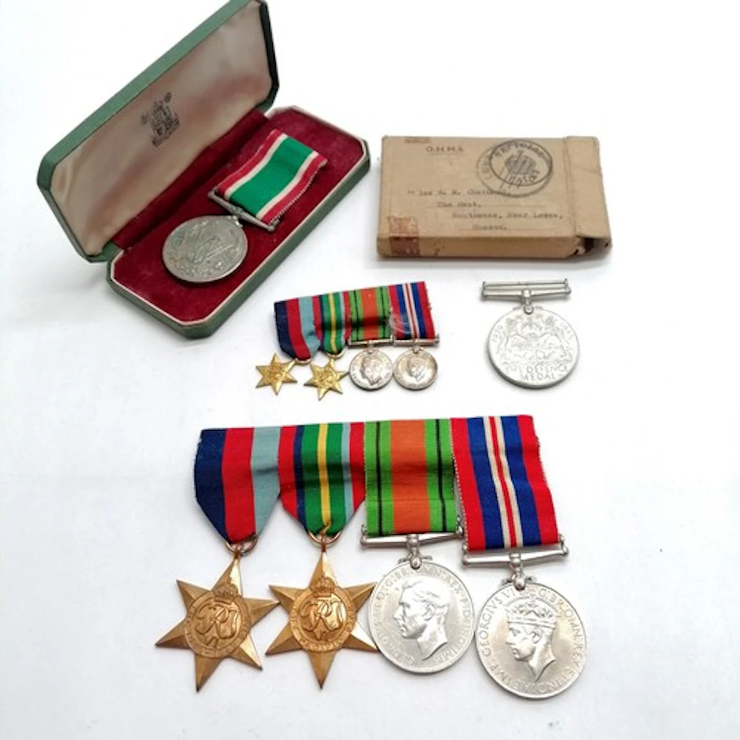 WWII group of medals inc Pacific star, matching group of min...