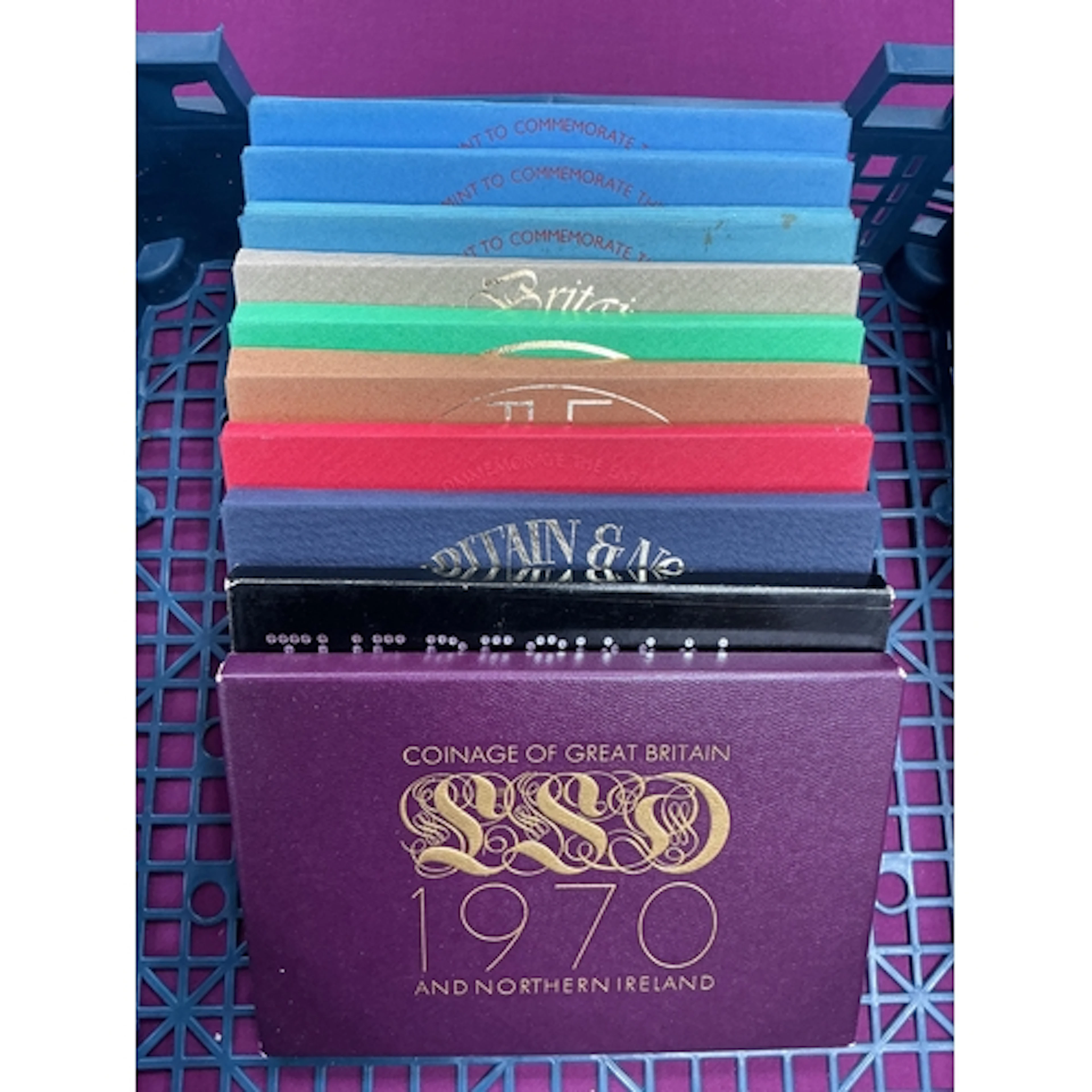 Collection Of Ten Royal Mint Proof Annual Coin Sets, 1970 - ...