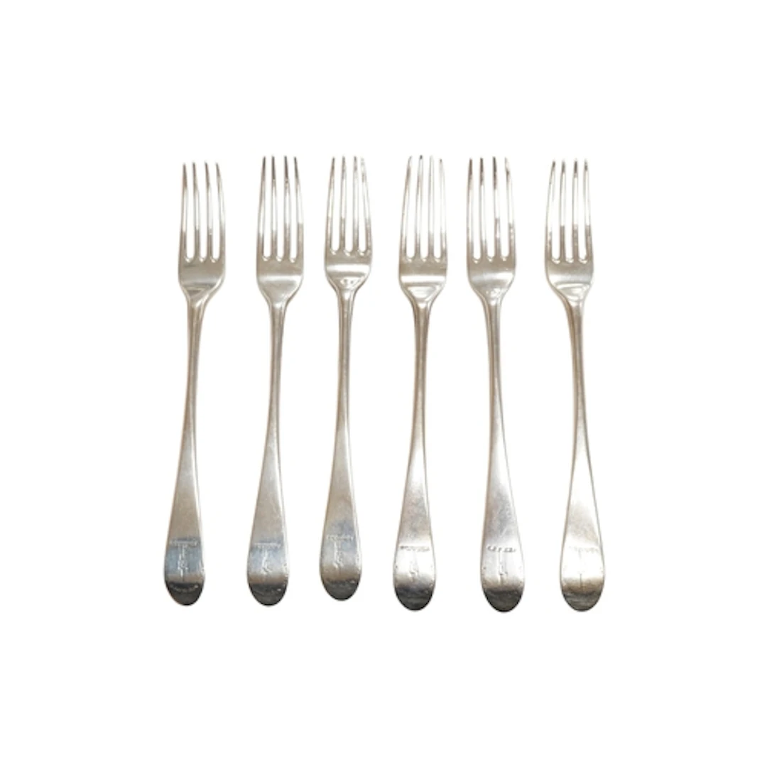 A set of six George III Scottish silver Old English pattern ...