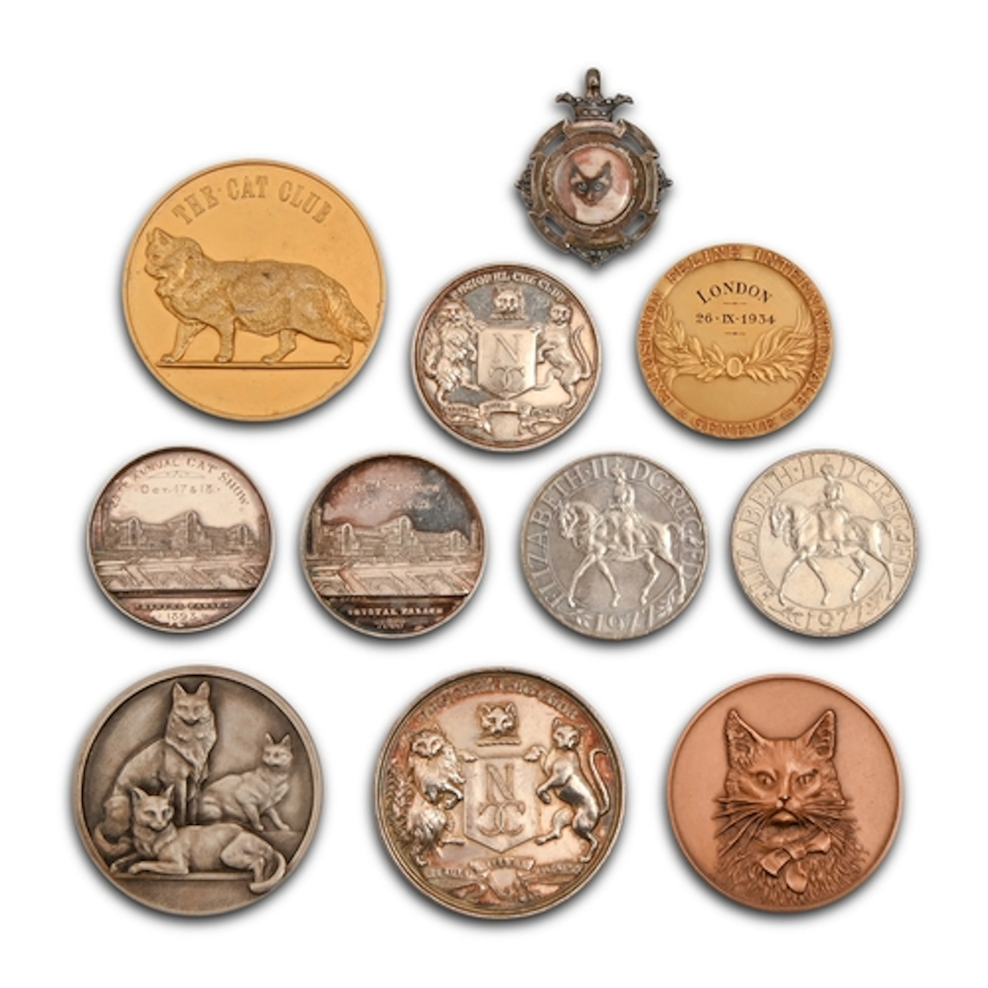 Cats. Eight British and Continental silver and bronze prize ...